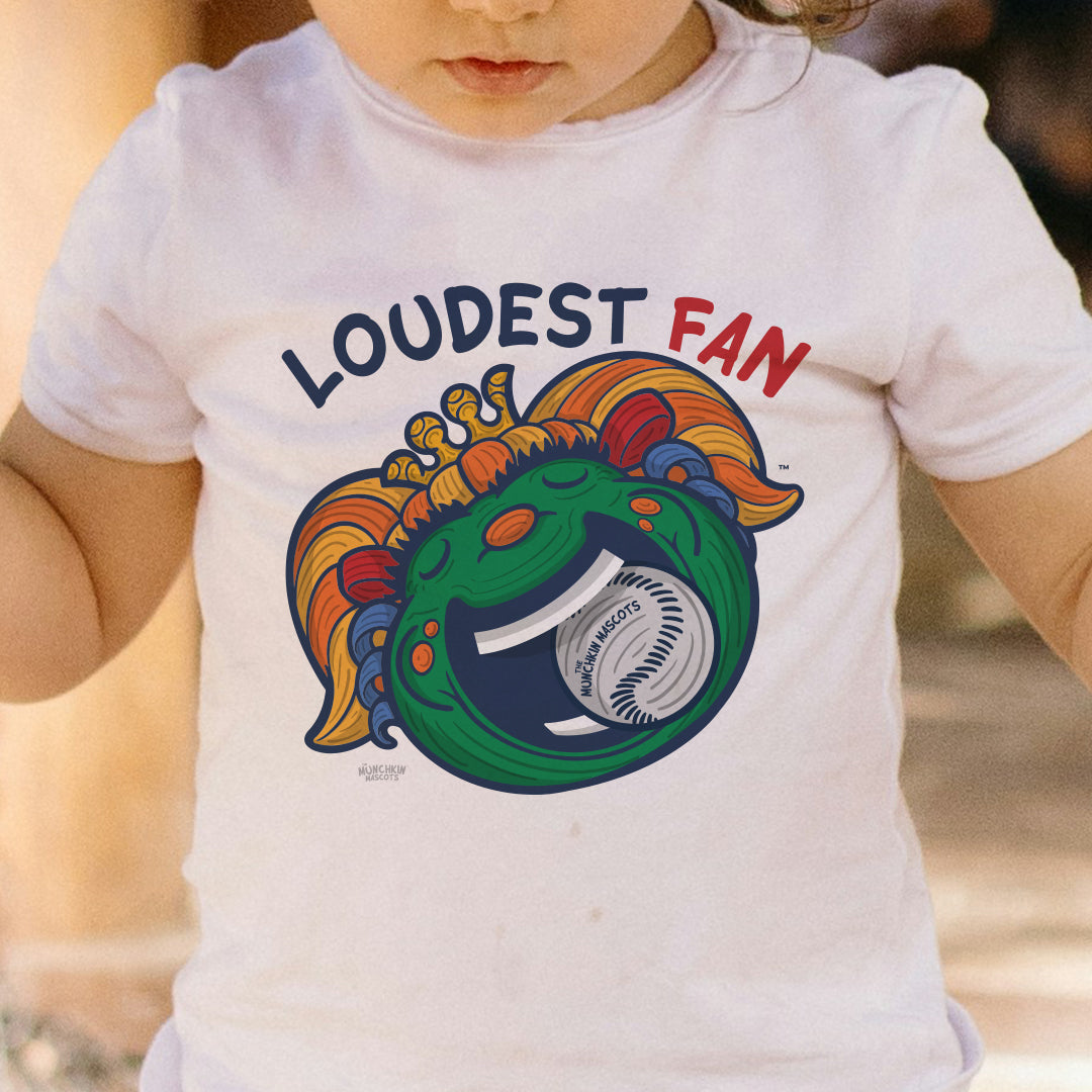 Boston Baseball Toddler Tshirt Lil' Miss Tessie 'Loudest Fan' | Hand-Drawn Art | Gifts for Kids