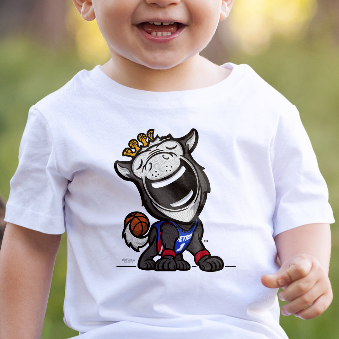 Detroit Basketball Toddler Tshirt Lil' Hooper 'Home/Away Mascot' | Hand-Drawn Art | Gifts for Kids