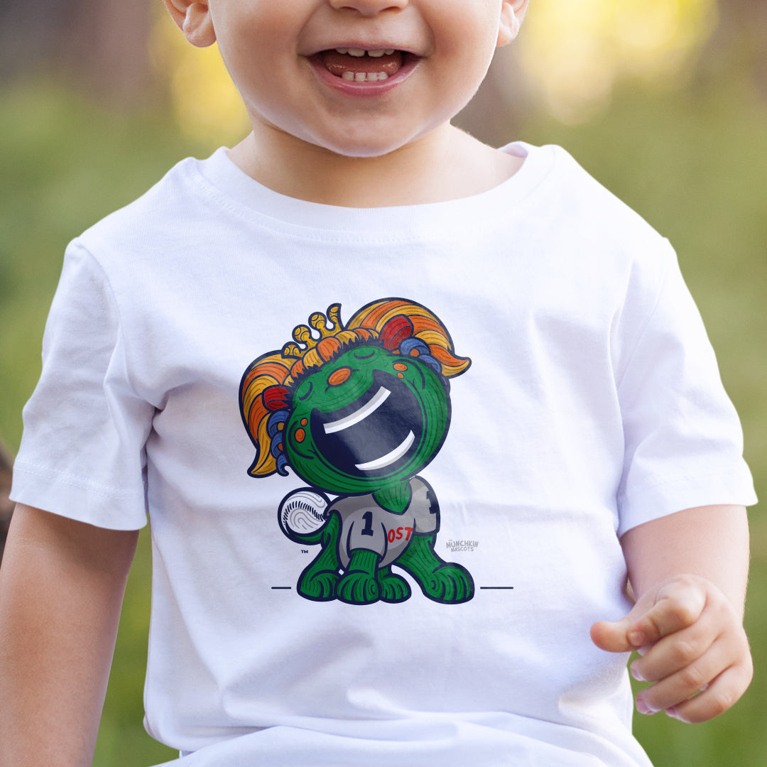 Boston Baseball Toddler Tshirt Lil' Miss Tessie 'Home/Away Mascot' | Hand-Drawn Art | Gifts for Kids