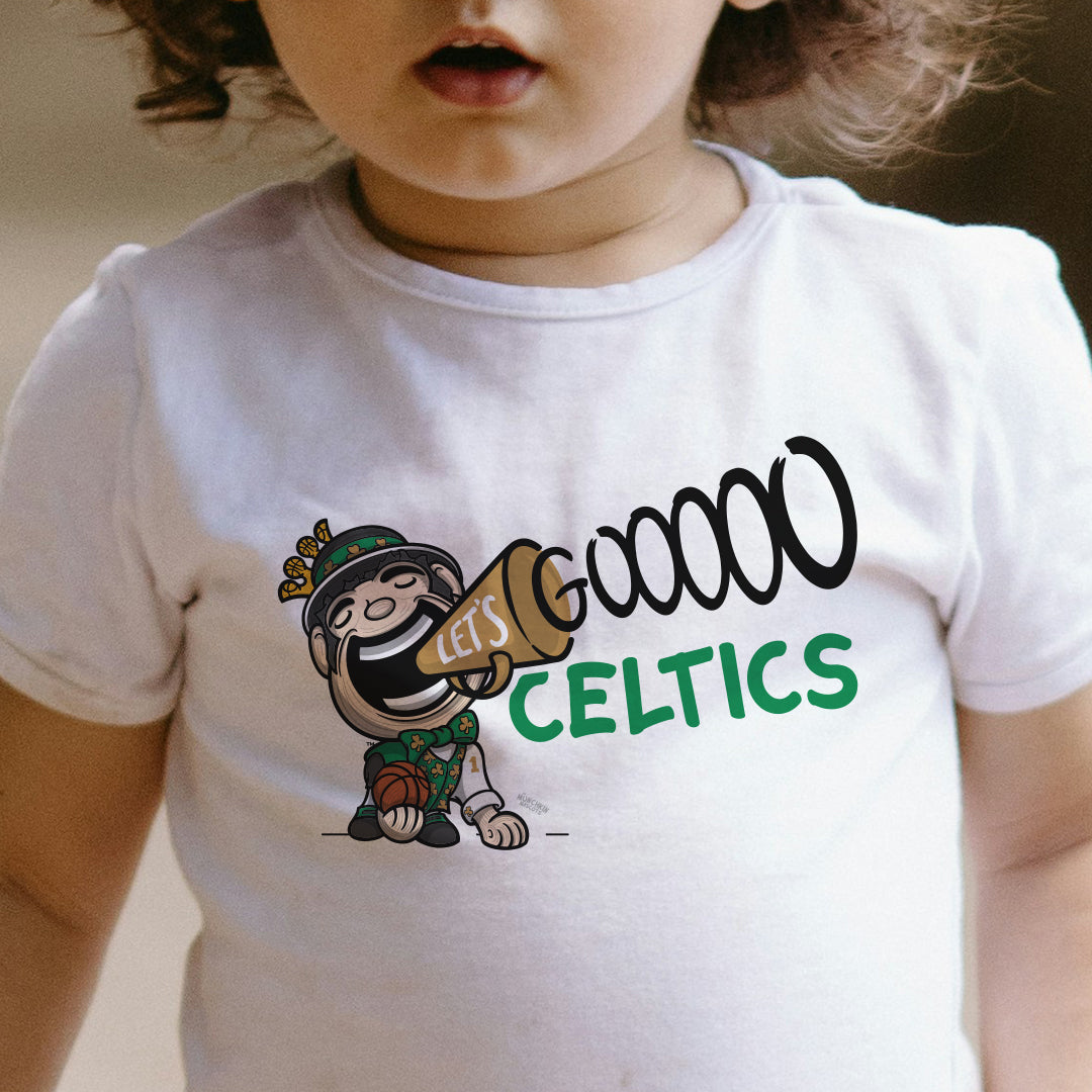 Boston Basketball Toddler Tshirt Lil' Lucky 'Let's Go' | Hand-Drawn Art | Gifts for Kids