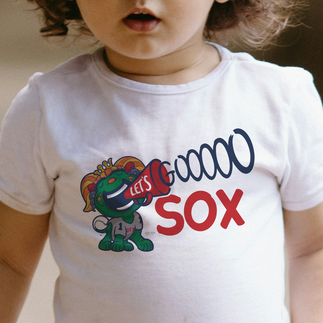 Boston Baseball Toddler Tshirt Lil' Miss Tessie 'Let's Go' | Hand-Drawn Art | Gifts for Kids