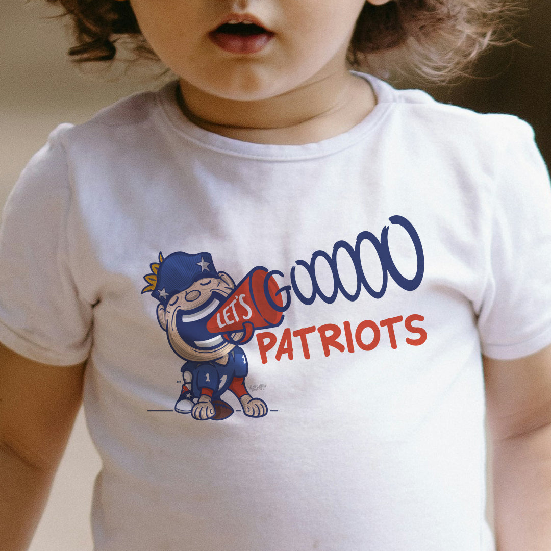New England Football Toddler Tshirt Lil' Pat 'Let's Go' | Hand-Drawn Art | Gifts for Kids