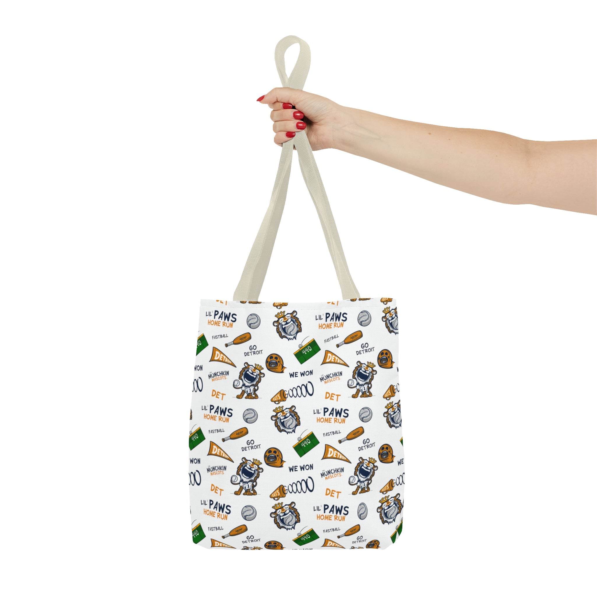 🐾⚾ Tote Bag (AOP) - Pattern - Lil' Paws DET Baseball ⚾🐾 Printify