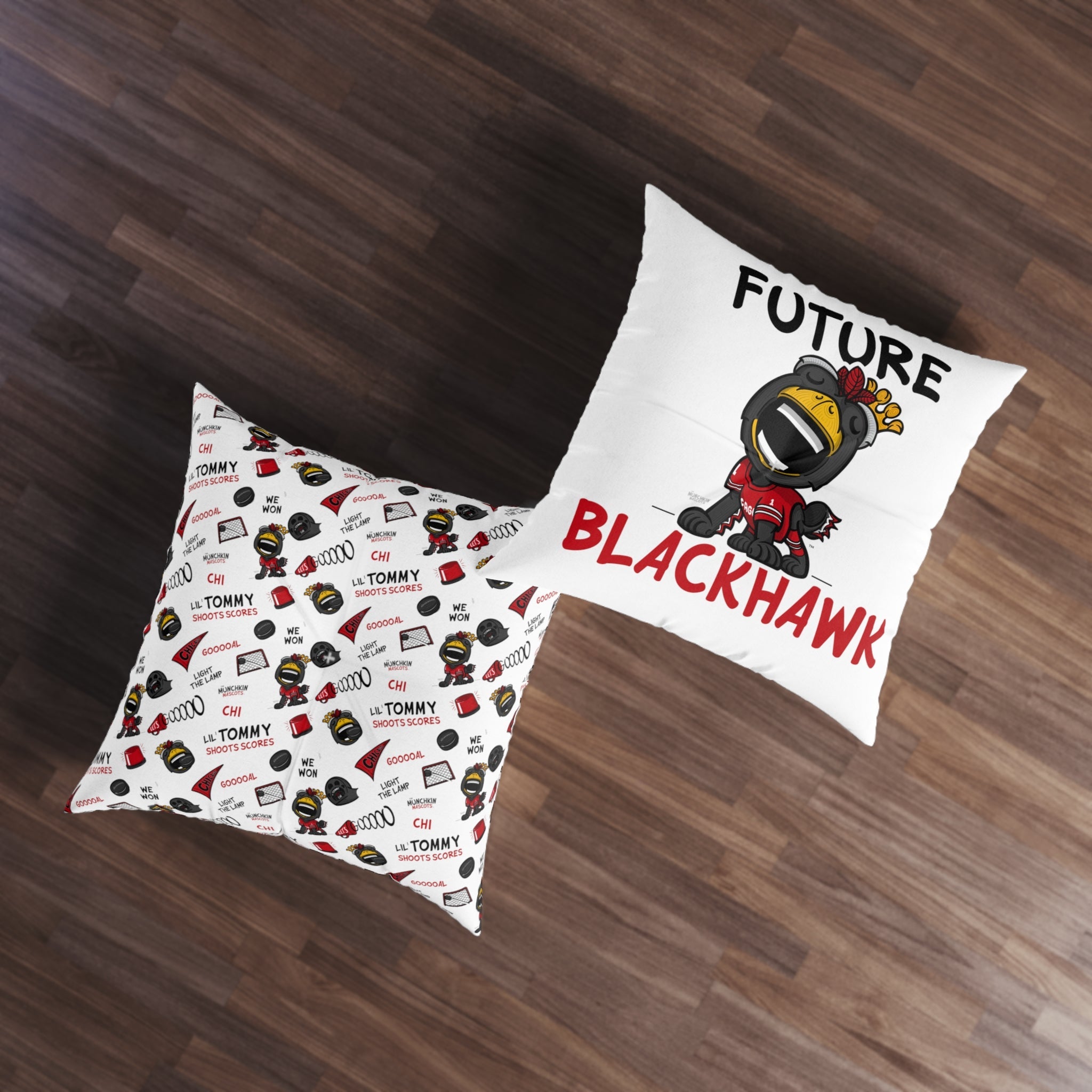 Tufted Floor Pillow, Square - Pattern + Future - Lil' Tommy CHI Hockey Printify