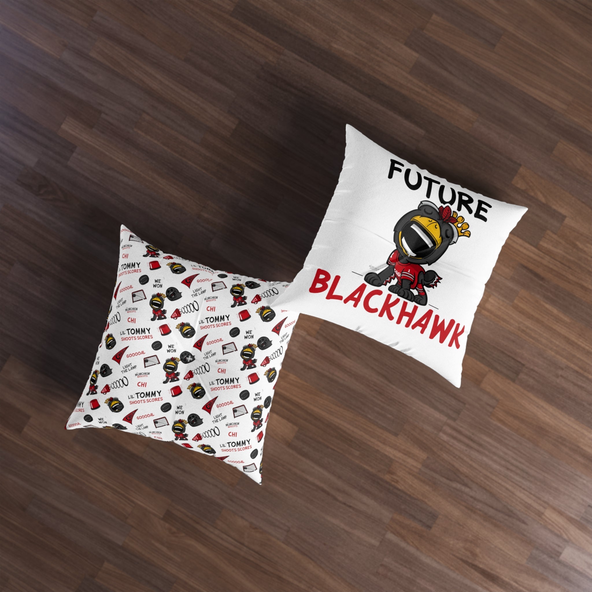Tufted Floor Pillow, Square - Pattern + Future - Lil' Tommy CHI Hockey Printify