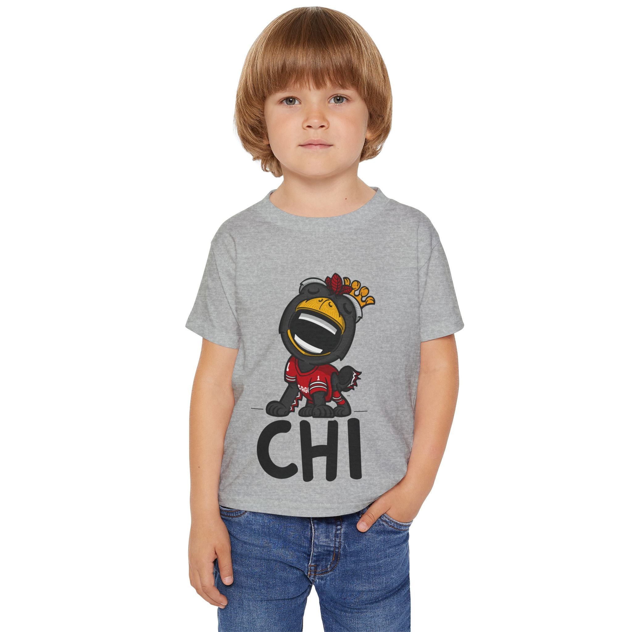 Chicago Hockey Toddler Tshirt Lil' Tommy 'CHI' | Hand-Drawn Art | Gifts for Kids