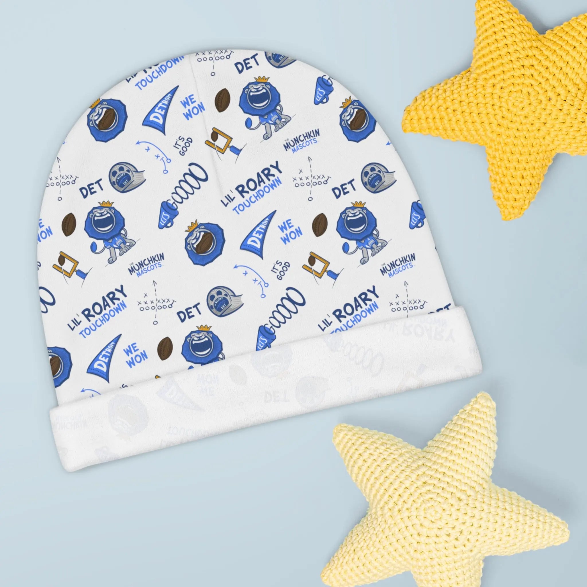 Baby Beanie (AOP) - Pattern - Lil' Roary DET Football Printify