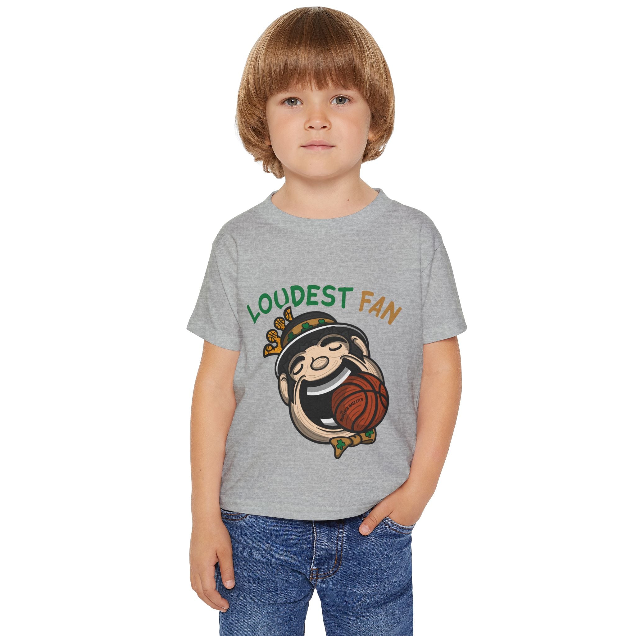 Boston Basketball Toddler Tshirt Lil' Lucky 'Loudest Fan' | Hand-Drawn Art | Gifts for Kids
