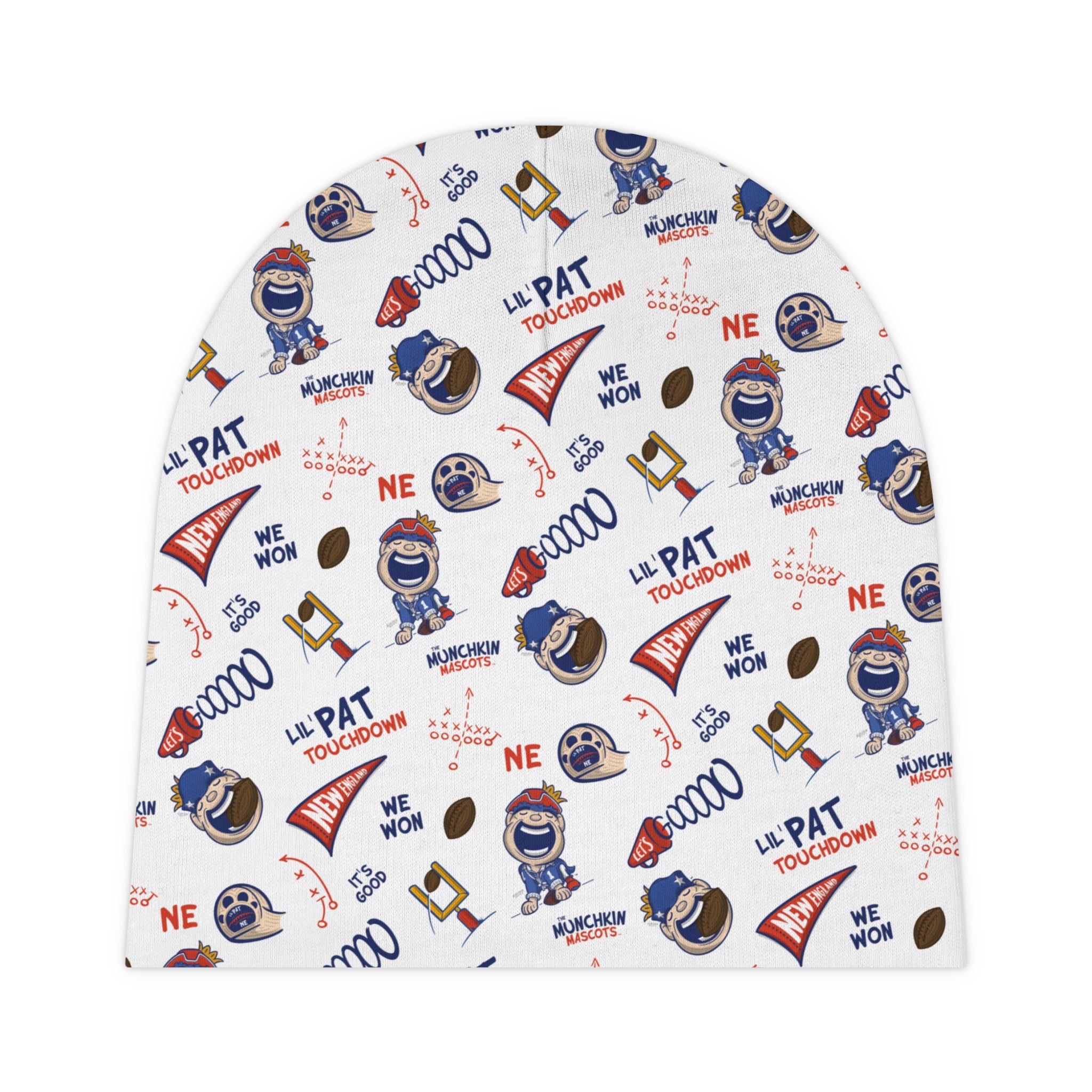 New England Football Baby Beanie Lil' Pat Pattern | Hand-Drawn Art | Gifts for Newborns