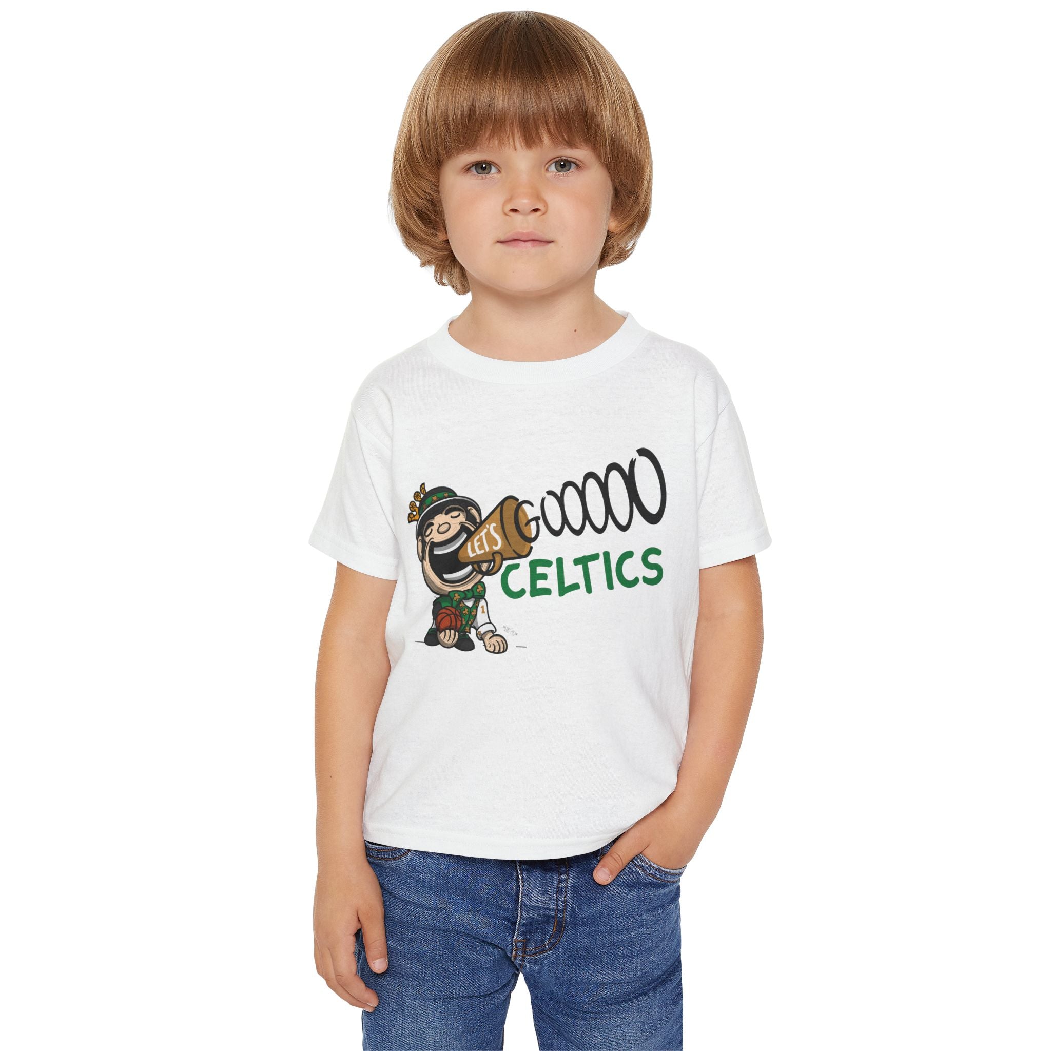 Boston Basketball Toddler Tshirt Lil' Lucky 'Let's Go' | Hand-Drawn Art | Gifts for Kids