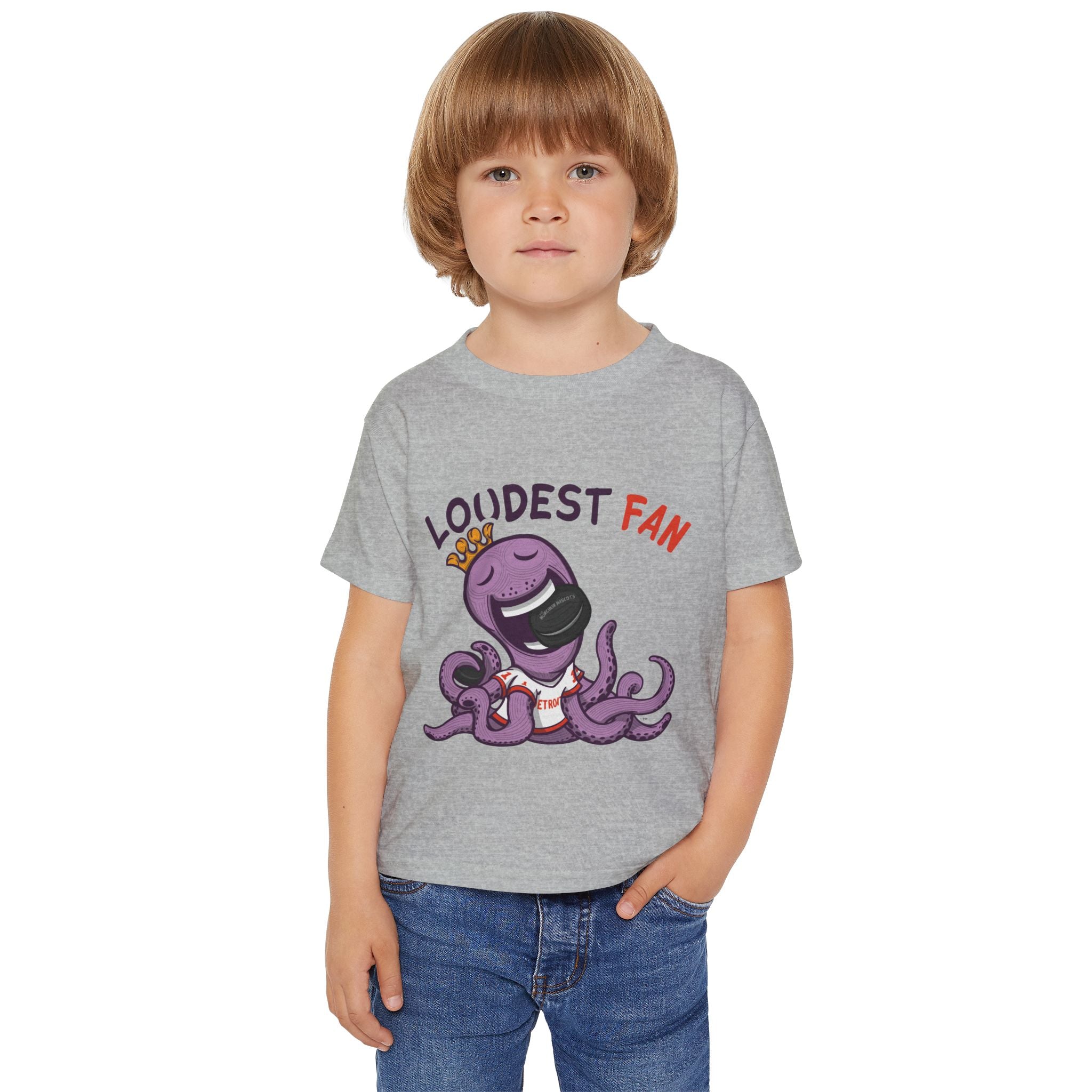 Detroit Hockey Toddler Tshirt Lil' Stanley 'Loudest Fan' | Hand-Drawn Art | Gifts for Kids