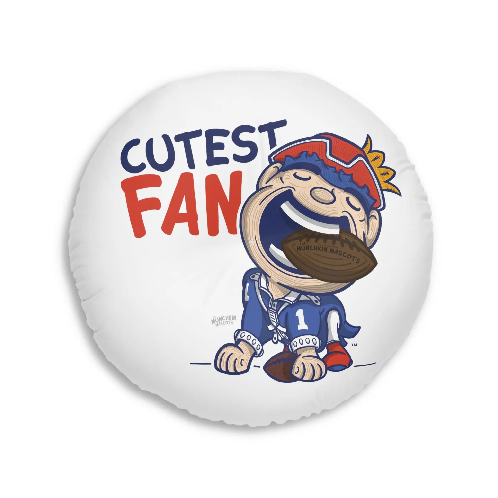 Tufted Floor Pillow, Round - Pattern + Cutest Fan - Lil' Pat NE Football Printify