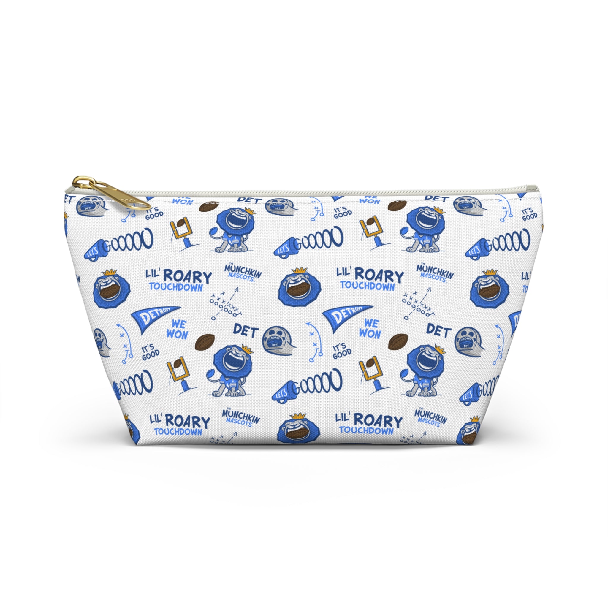 Detroit Football Accessory Pouch Lil' Roary Themed | Hand-Drawn Art | Gifts for Kids