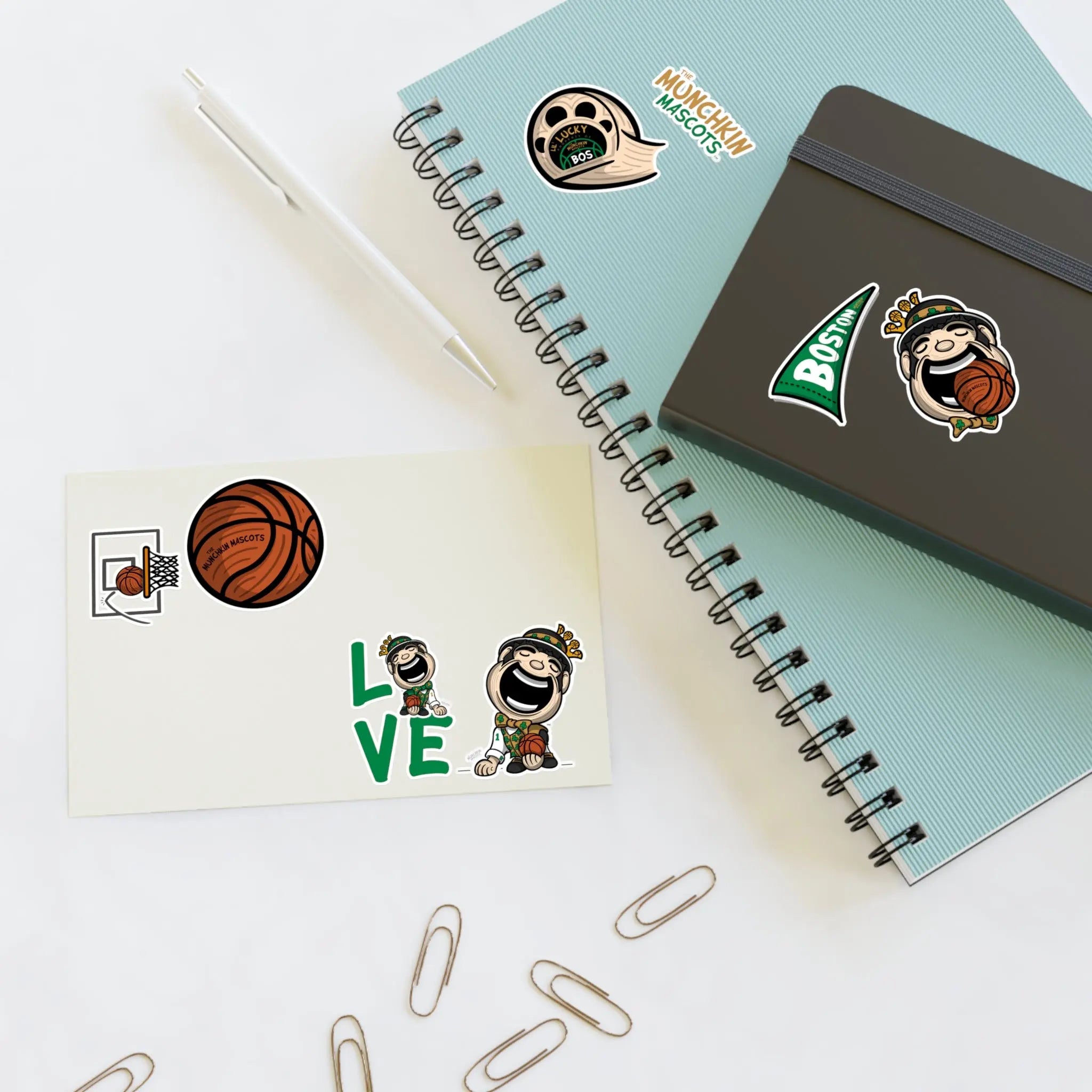 Sticker Sheets - Mascots - Lil' Lucky BOS Basketball Printify