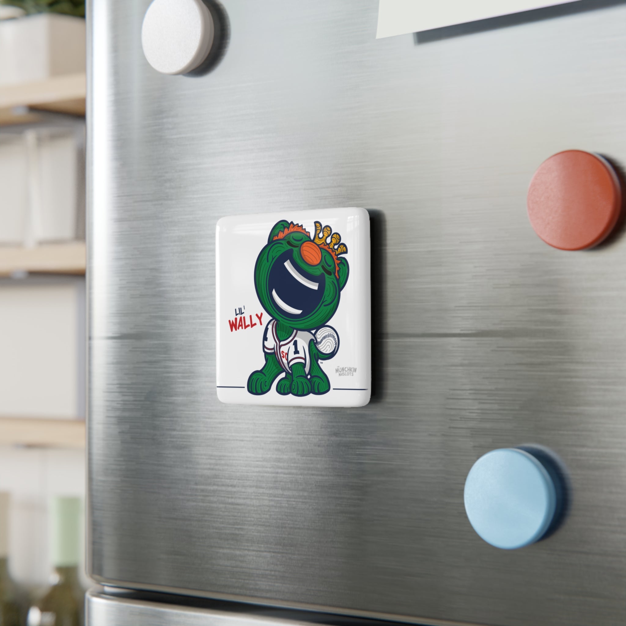 Boston Baseball Porcelain Magnet Lil' Wally 'Munchkin Mascot' | Hand-Drawn Art | Gifts for Kids