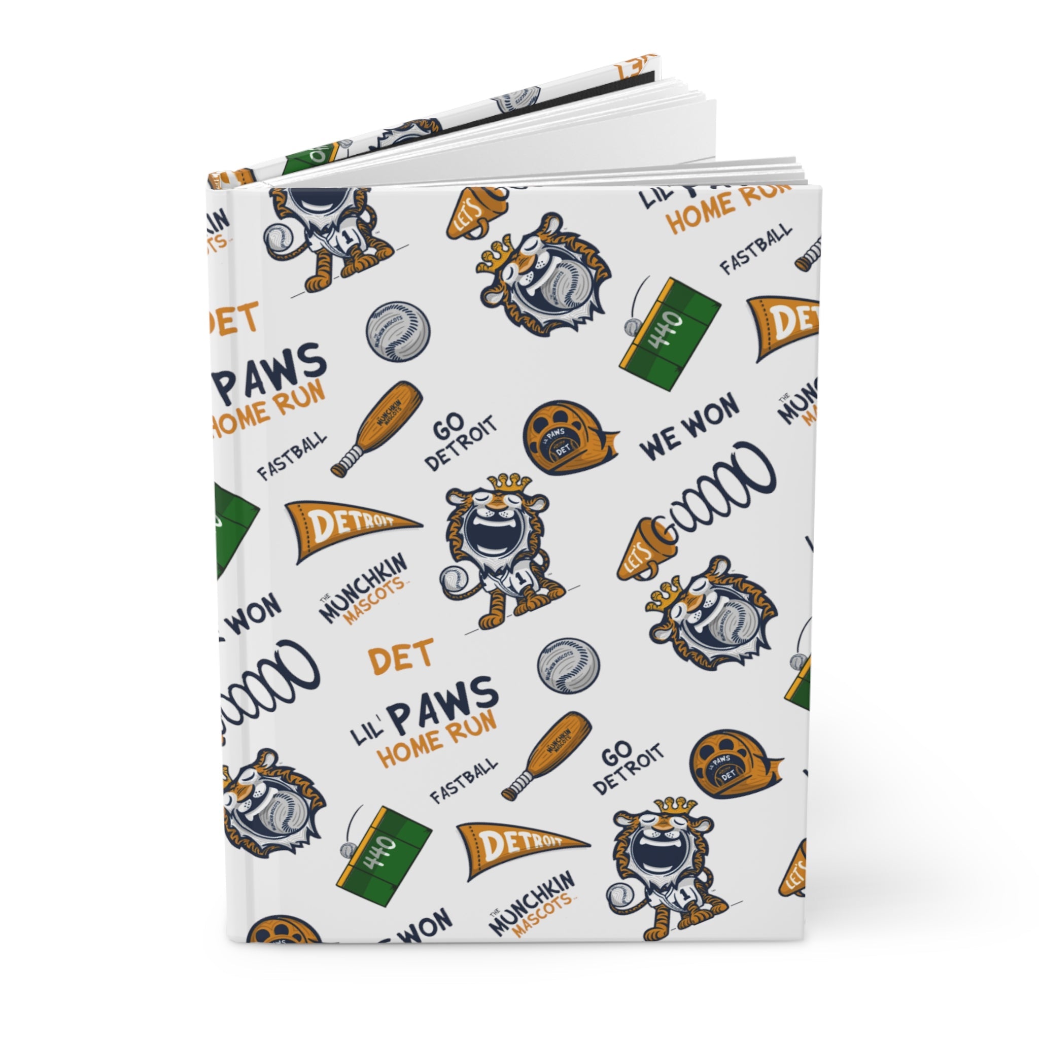Hardcover Journal Matte - Pattern - Lil' Paws DET Baseball Printify
