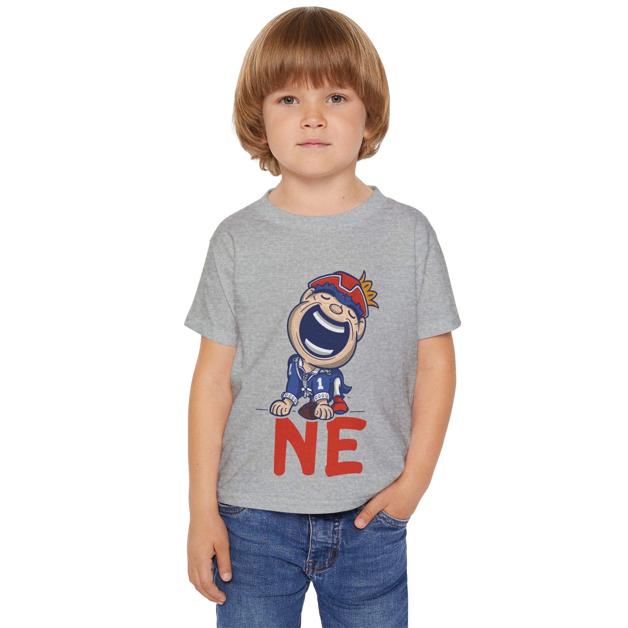 New England Football Toddler Tshirt Lil' Pat 'NE' | Hand-Drawn Art | Gifts for Kids