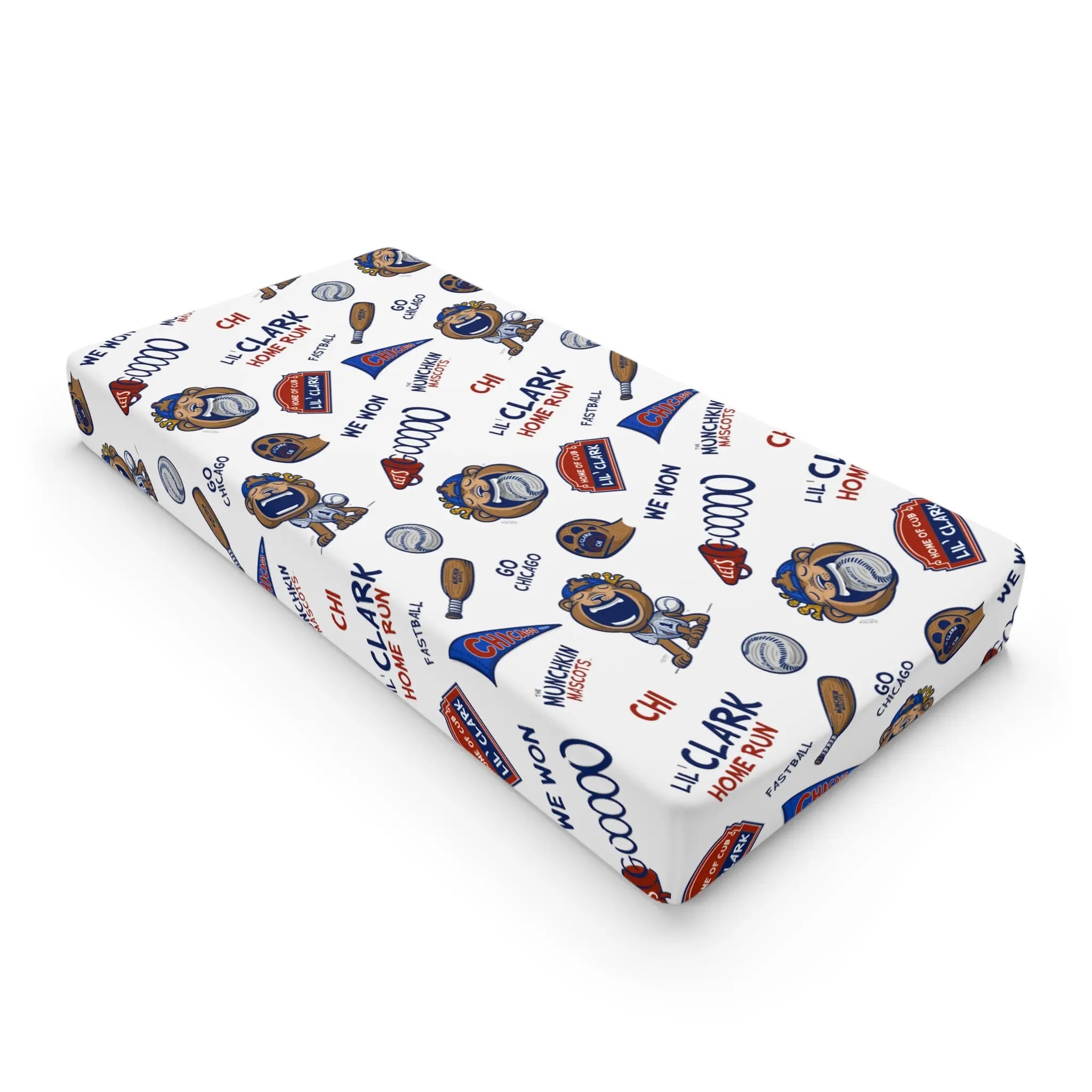 Baby Changing Pad Cover - Pattern - Lil' Clark CHI Baseball Printify