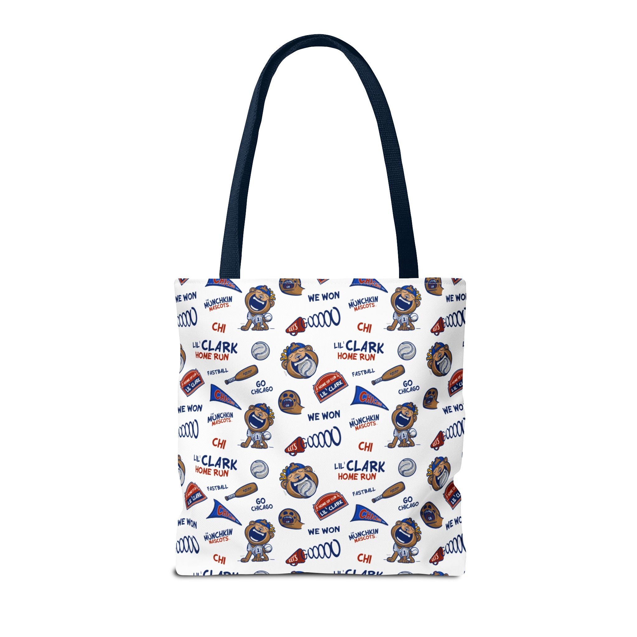 Chicago Baseball Tote Bag Lil' Clark 'Let's Go' + Pattern | Hand-Drawn Art | Gifts for Parents