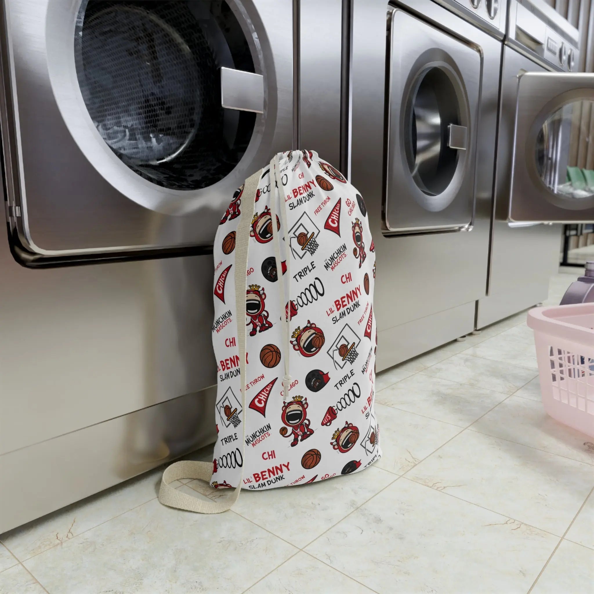 Laundry Bag - Pattern - Lil' Benny CHI Basketball Printify