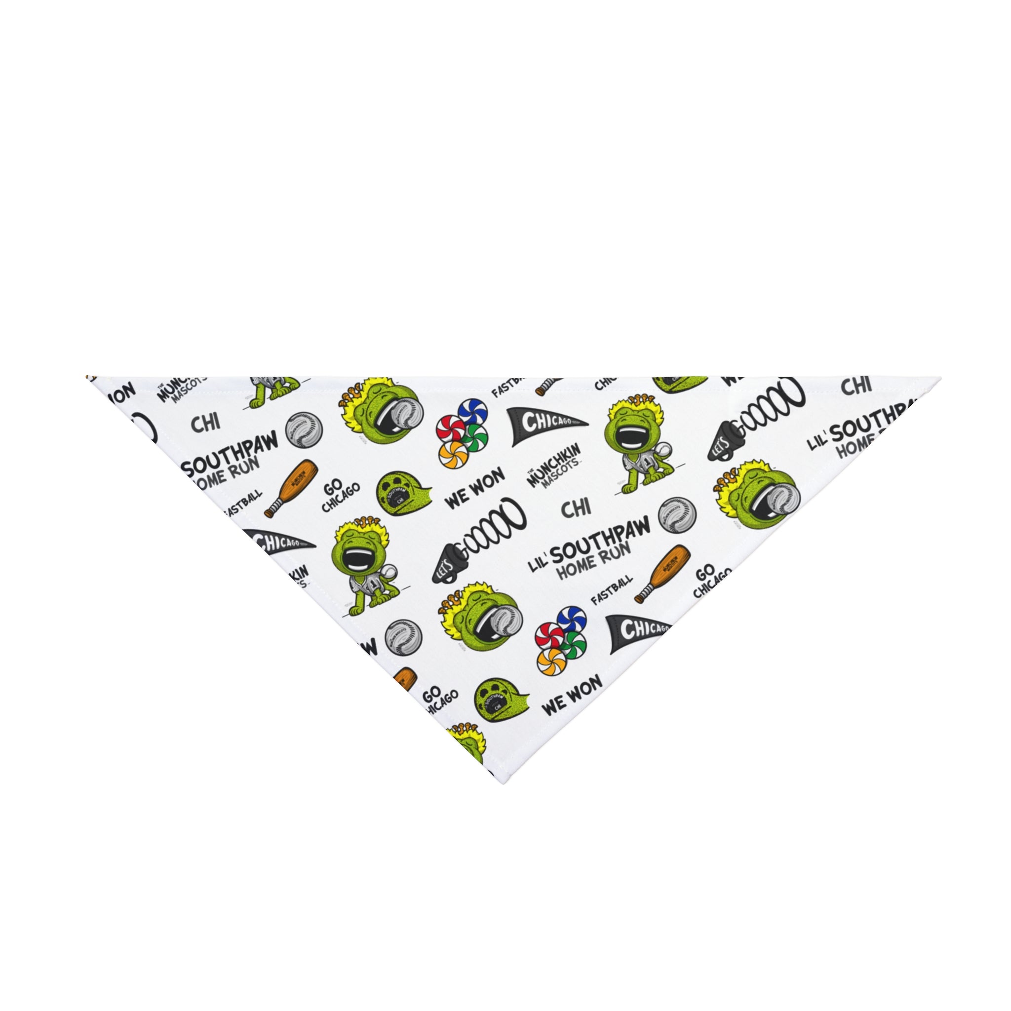 Chicago Baseball Pet Bandana Lil' Southpaw Pattern | Hand-Drawn Art | Gifts for Pets