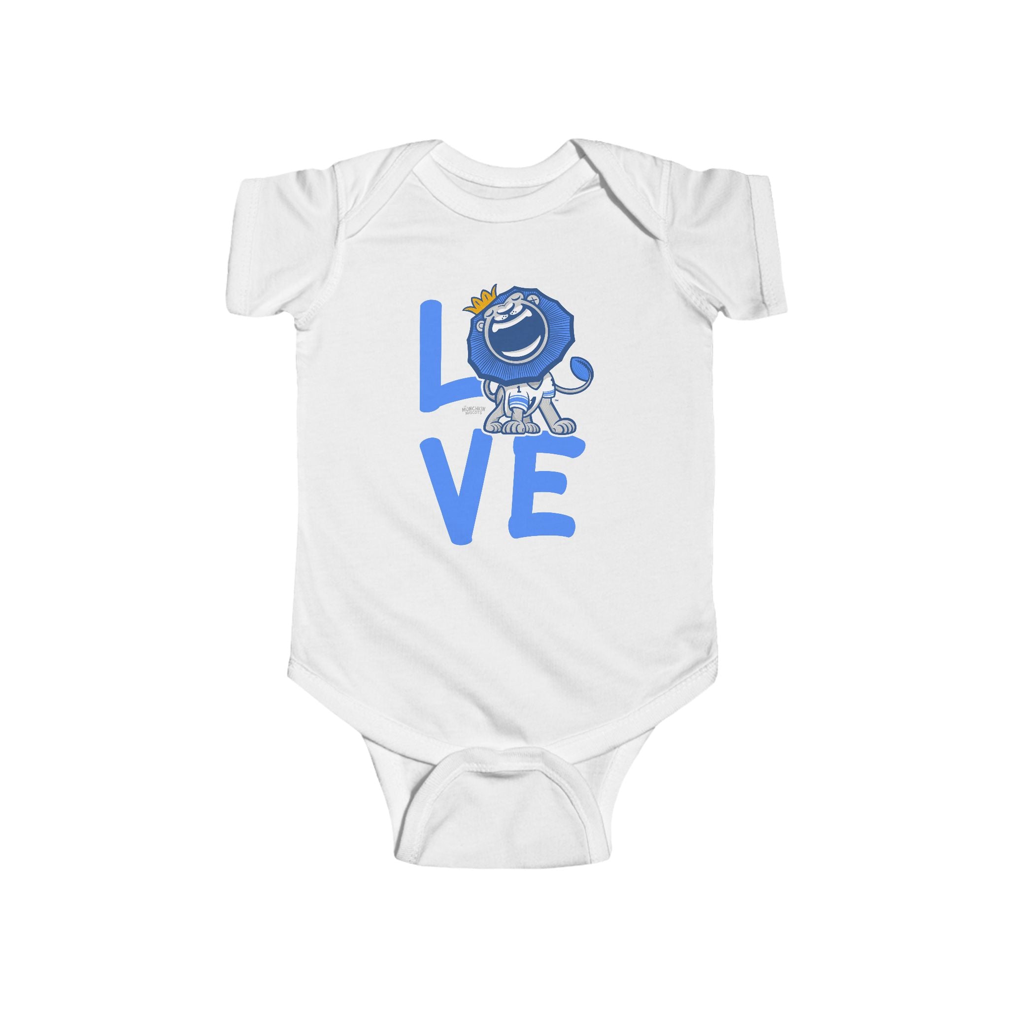 Detroit Football Newborn & Infant Lil' Roary 'LOVE' Jersey Bodysuit | Hand-Drawn Art | Gifts for Newborns