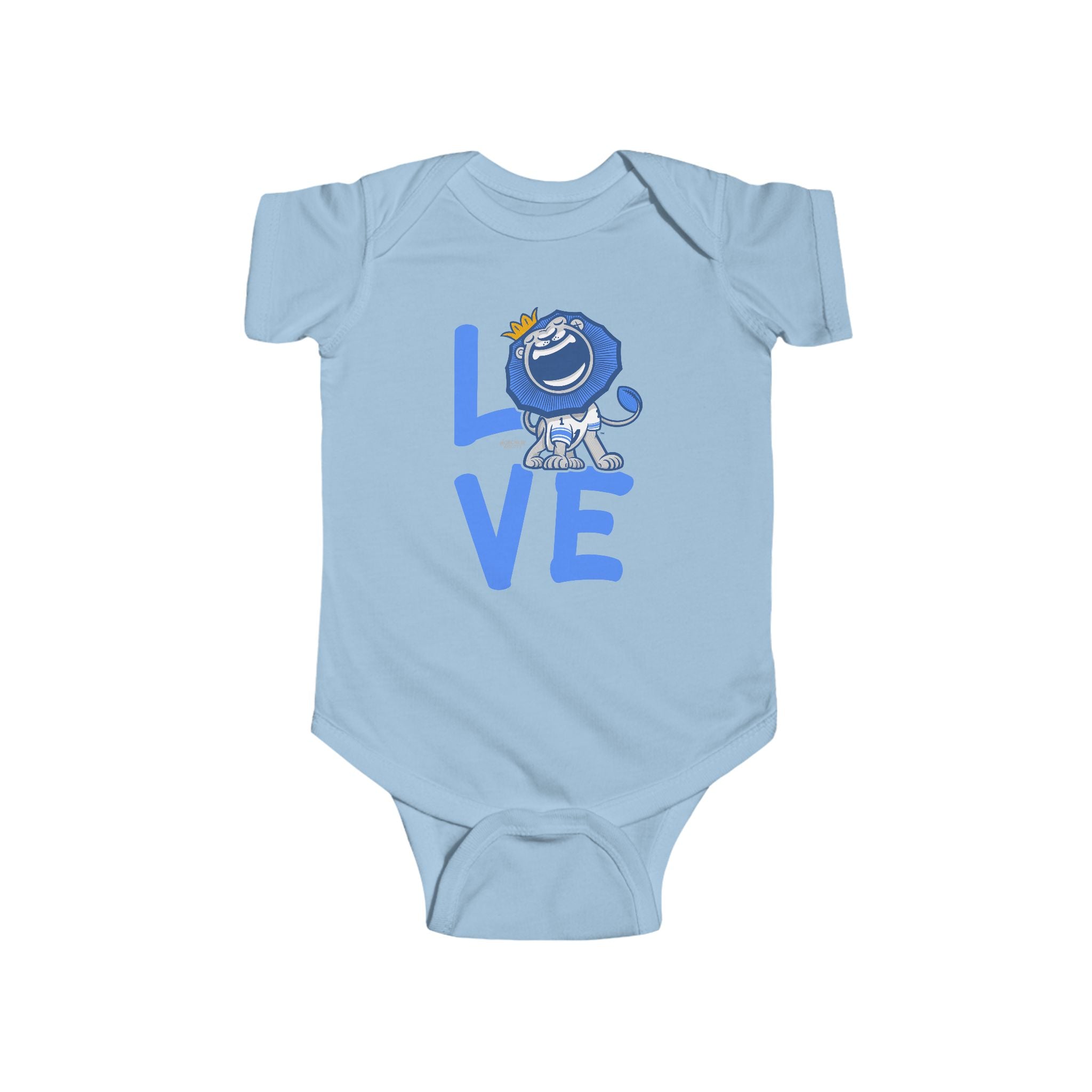 Detroit Football Newborn & Infant Lil' Roary 'LOVE' Jersey Bodysuit | Hand-Drawn Art | Gifts for Newborns