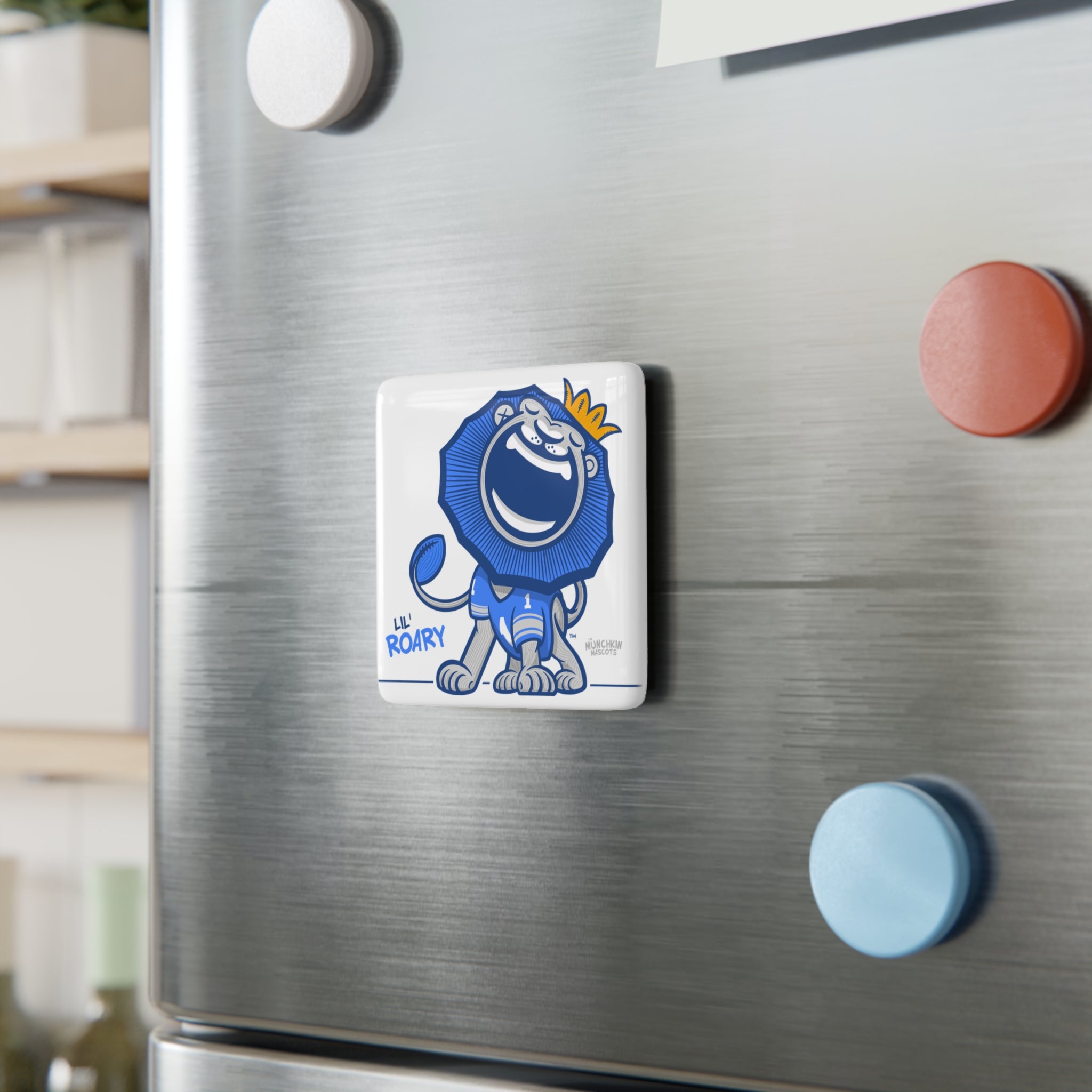 Detroit Football Porcelain Magnet Lil' Roary 'Munchkin Mascot' | Hand-Drawn Art | Gifts for Kids