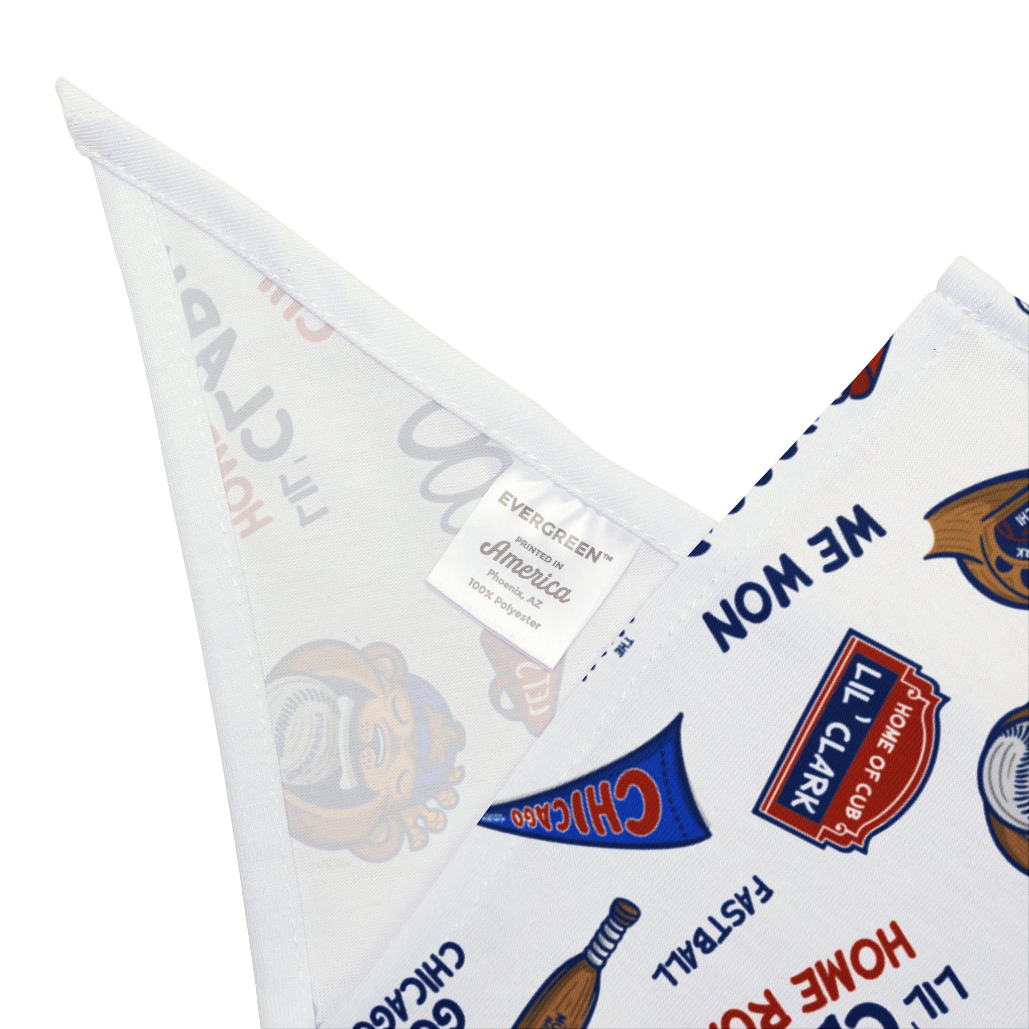 Chicago Baseball Pet Bandana Lil' Clark Pattern | Hand-Drawn Art | Gifts for Pets