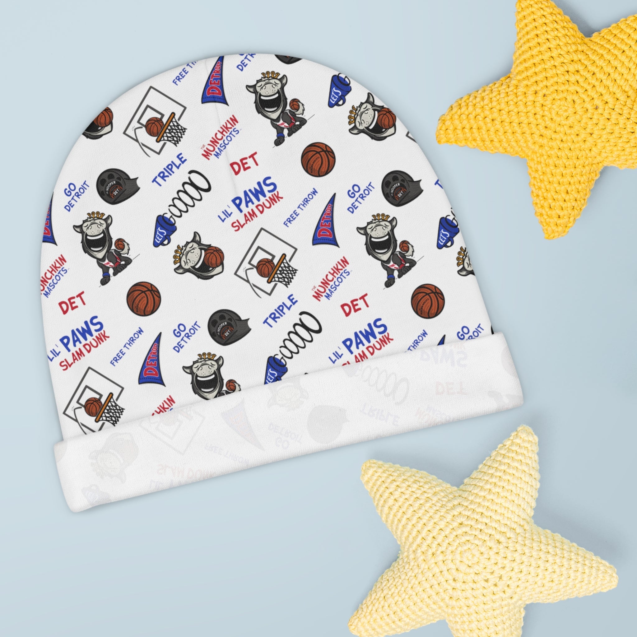 Baby Beanie (AOP) - Pattern - Lil' Hooper DET Basketball - Pattern Printify