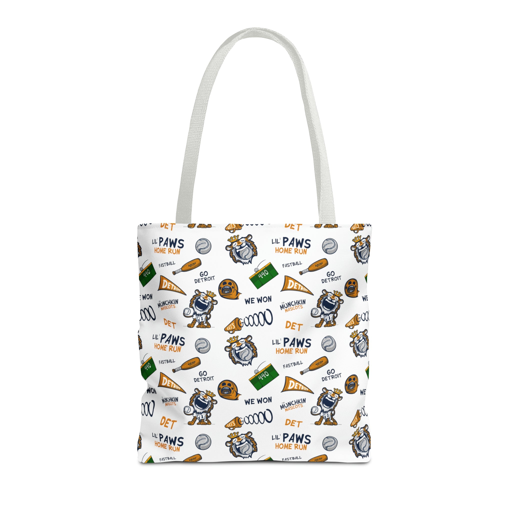 🐾⚾ Tote Bag (AOP) - Pattern - Lil' Paws DET Baseball ⚾🐾 Printify