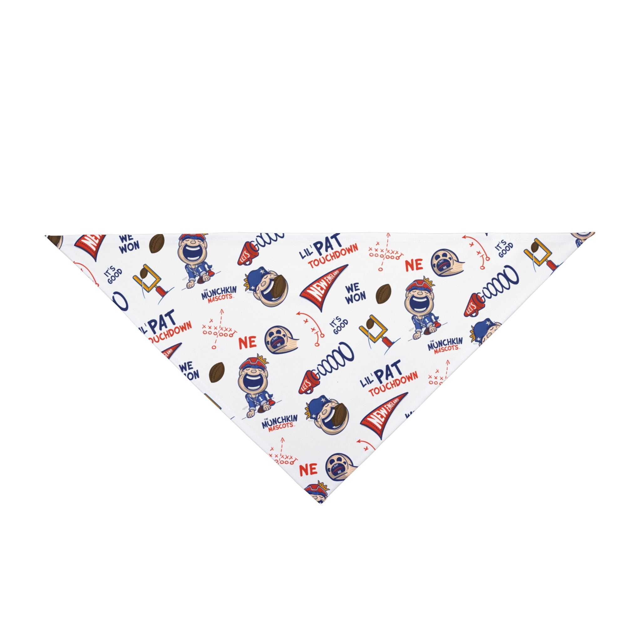 New England Football Pet Bandana Lil' Pat Pattern | Hand-Drawn Art | Gifts for Pets