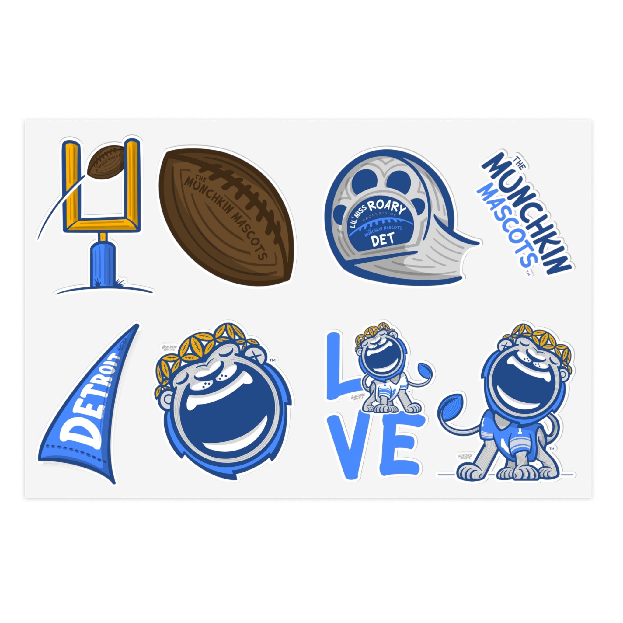 Sticker Sheets - Lil' Miss Roary DET Football Printify