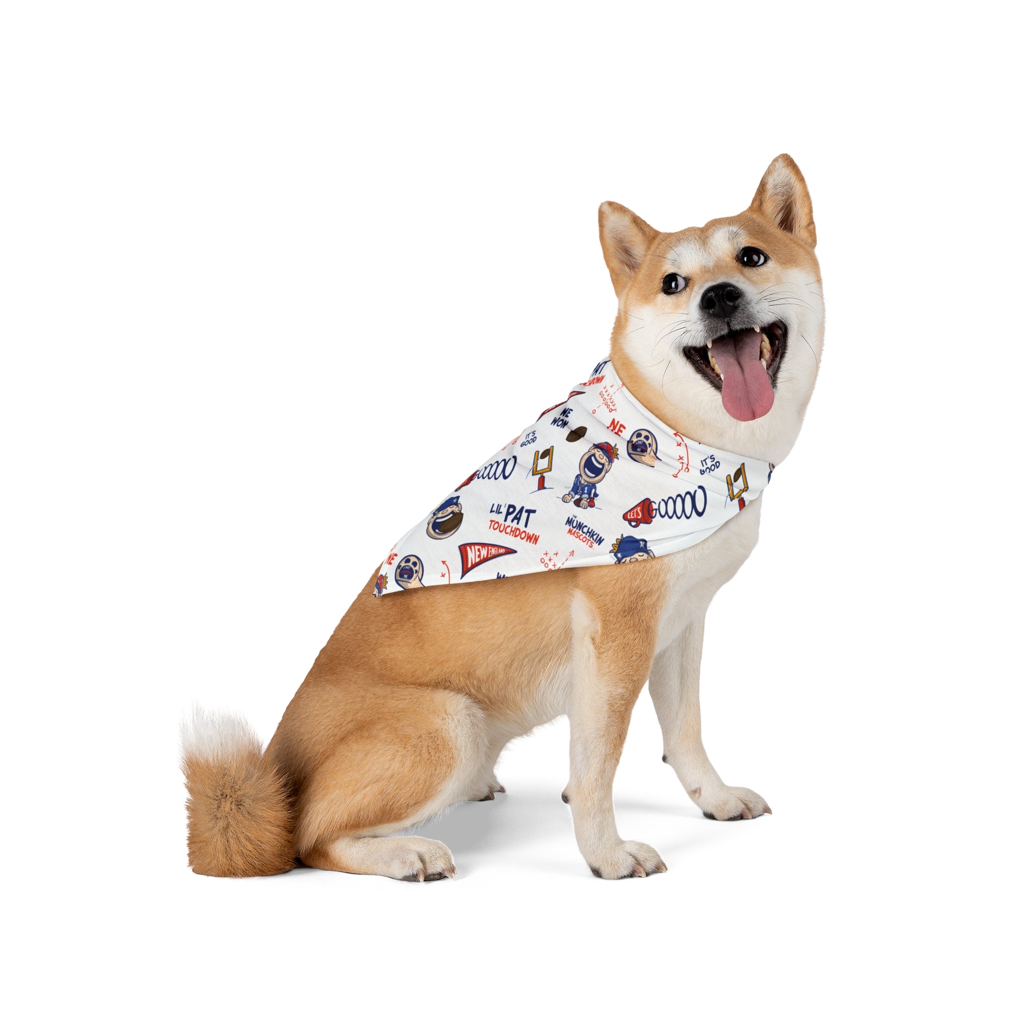 New England Football Pet Bandana Lil' Pat Pattern | Hand-Drawn Art | Gifts for Pets