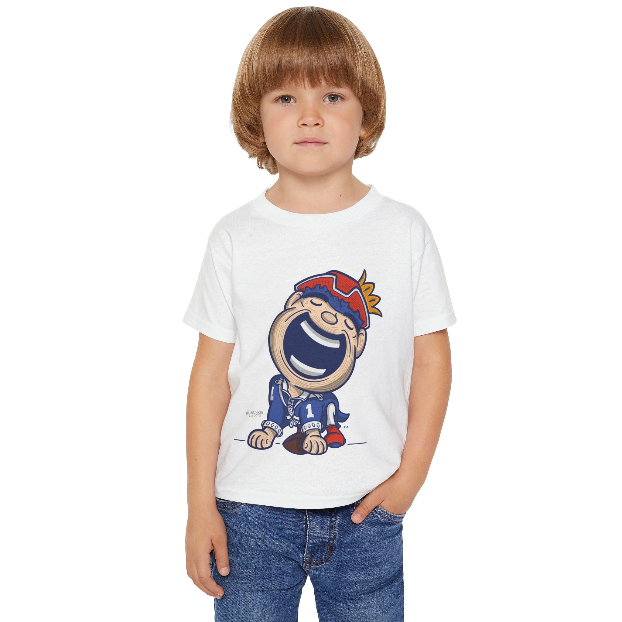 New England Football Toddler Tshirt Lil' Pat 'Home/Away Mascot' | Hand-Drawn Art | Gifts for Kids