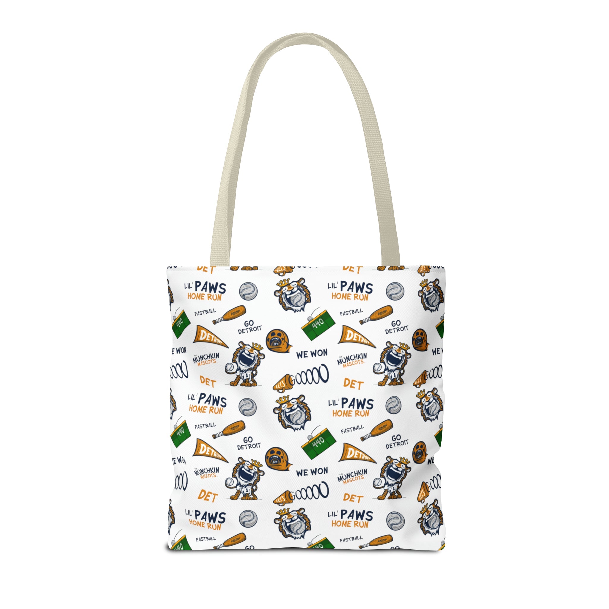 🐾⚾ Tote Bag (AOP) - Pattern - Lil' Paws DET Baseball ⚾🐾 Printify