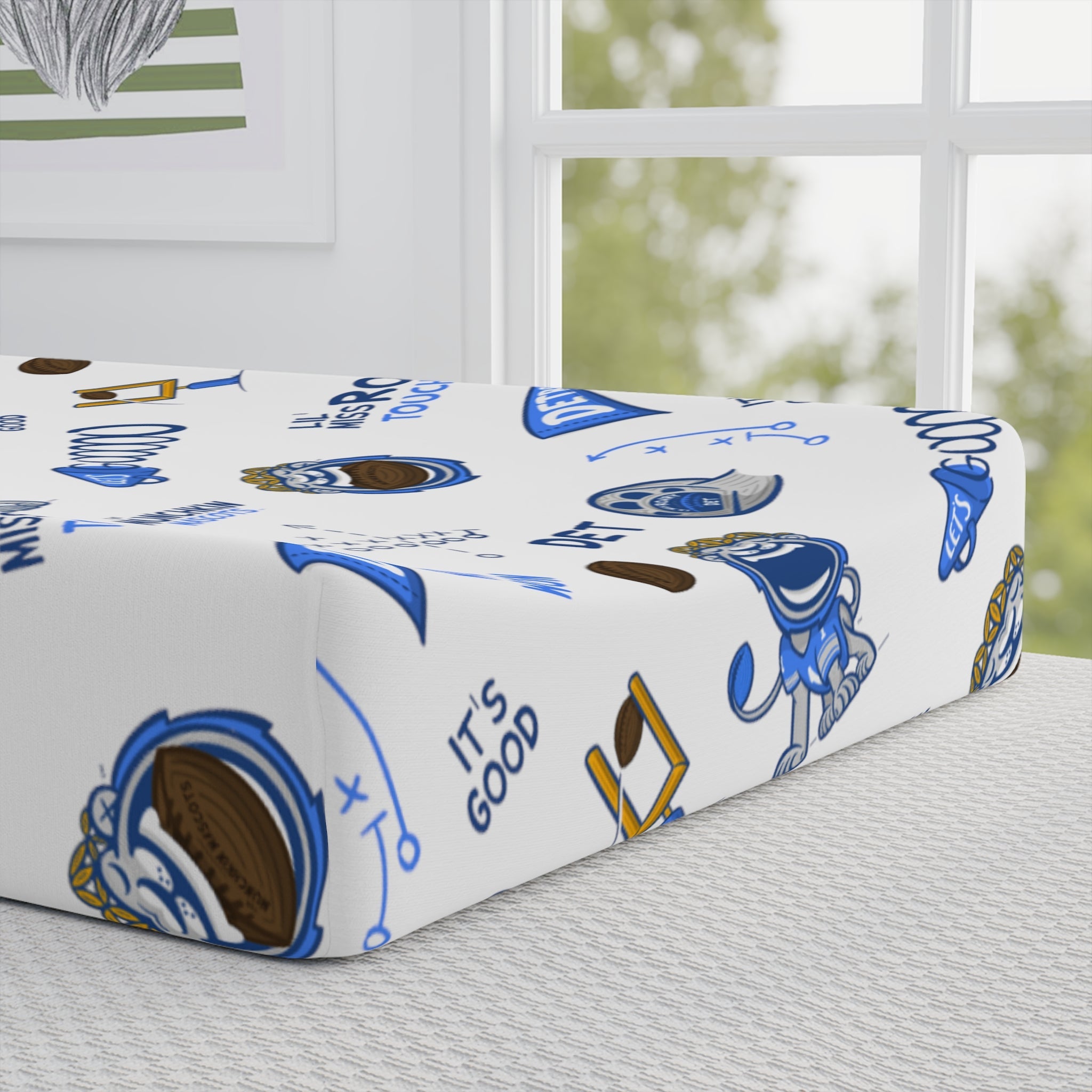 Baby Changing Pad Cover - Pattern - Lil' Miss Roary DET Football Printify