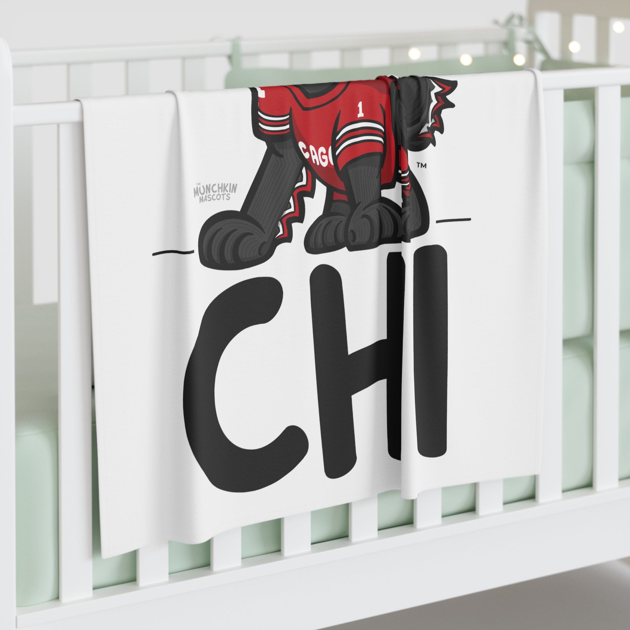 Baby Swaddle Blanket - CHI - Lil' Tommy CHI Hockey Printify