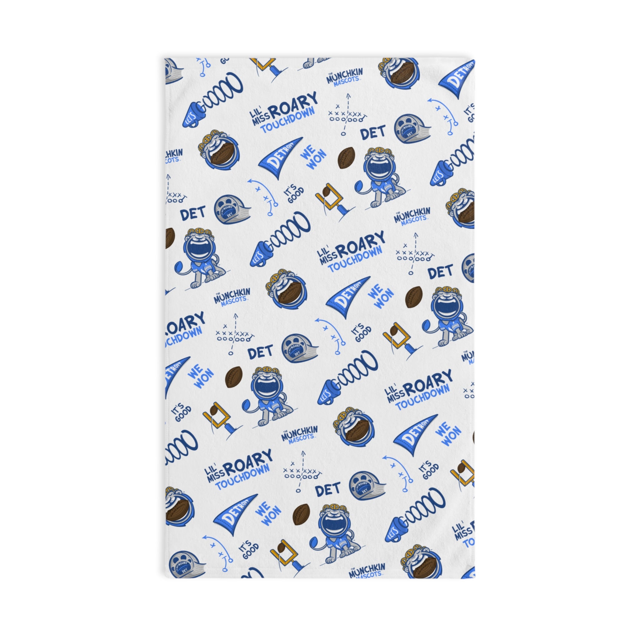 Detroit Football Hand Towel Lil' Miss Roary Pattern | Hand-Drawn Art | Gifts for Kids