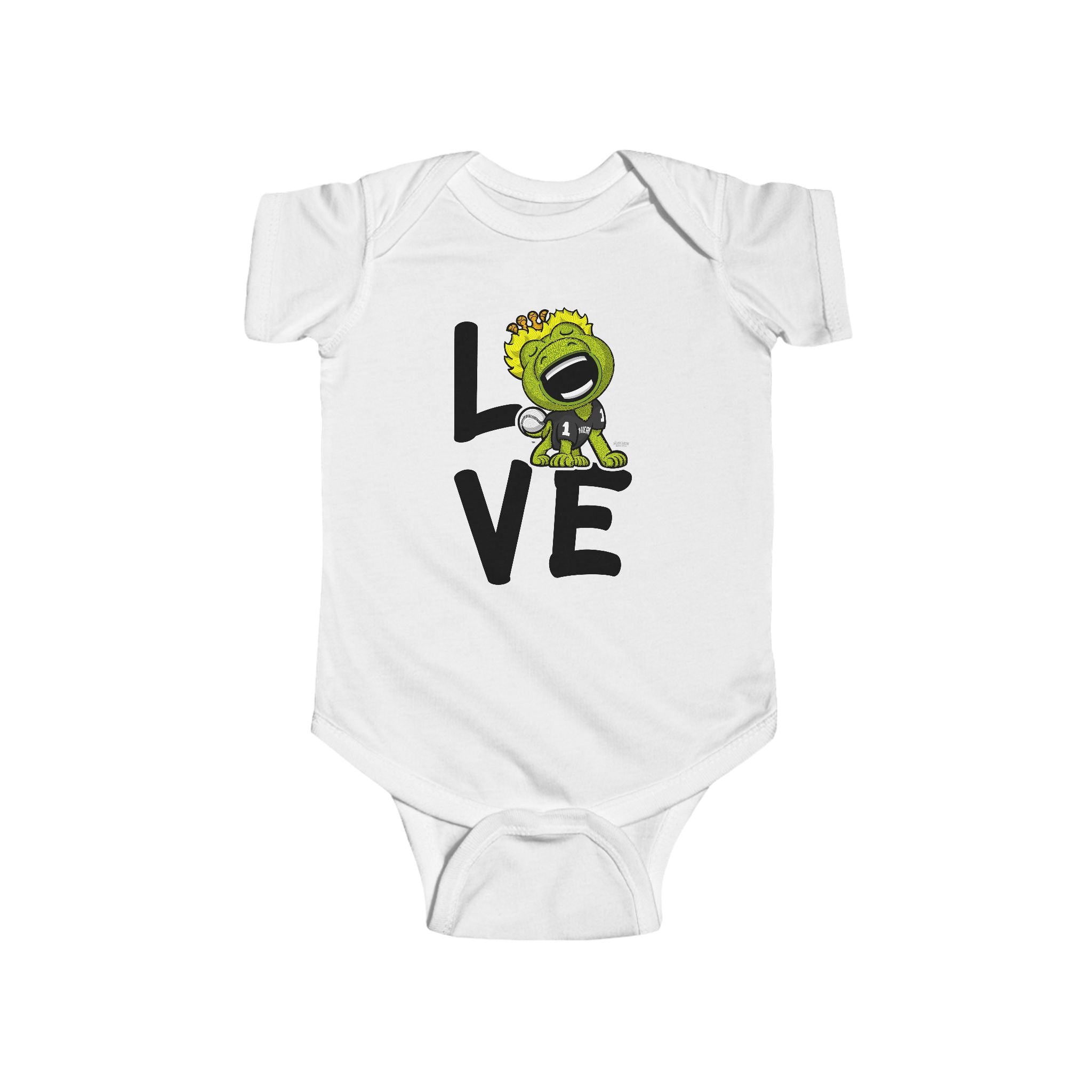 Chicago Baseball Newborn & Infant Lil' Southpaw 'LOVE' Jersey Bodysuit | Hand-Drawn Art | Gifts for Newborns