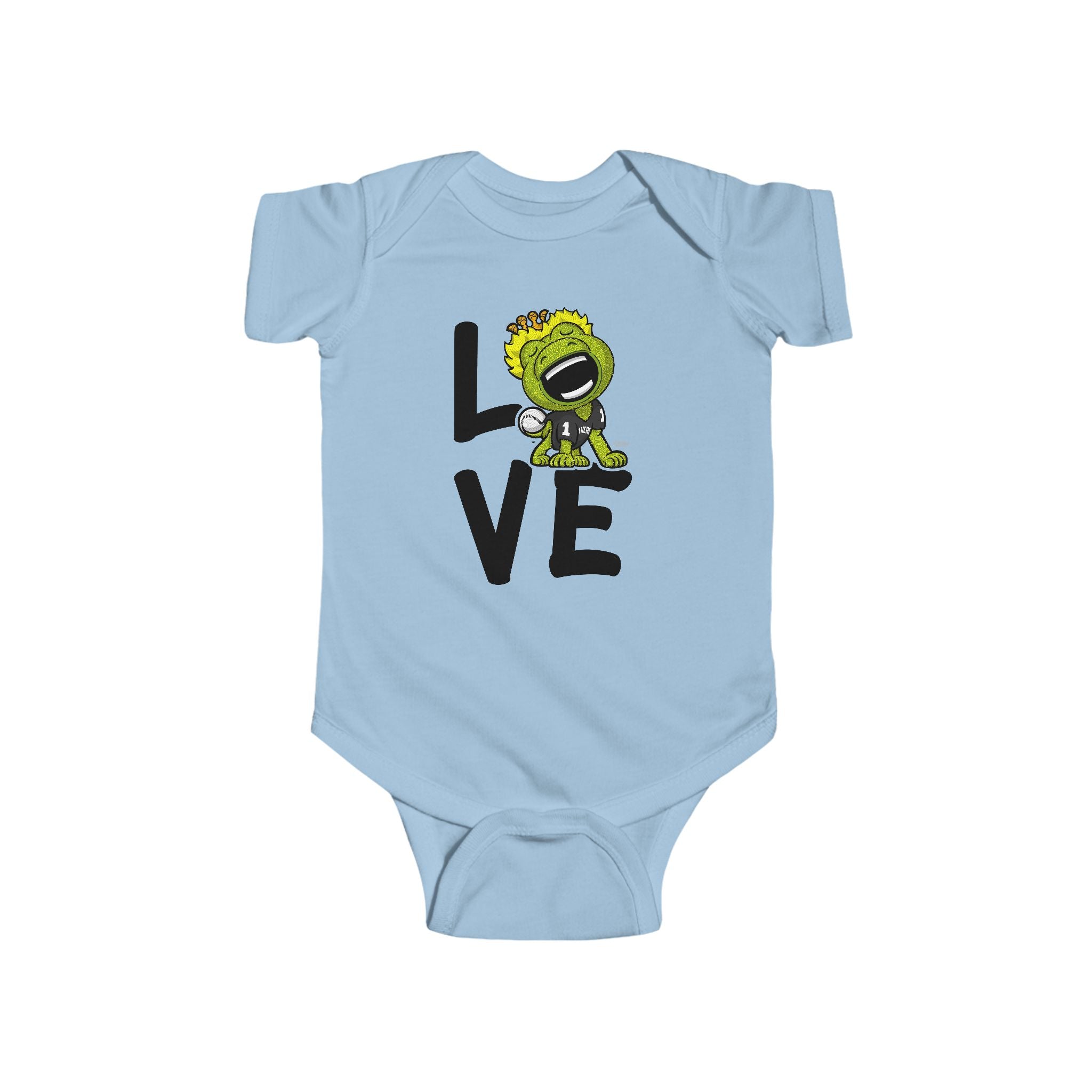 Chicago Baseball Newborn & Infant Lil' Southpaw 'LOVE' Jersey Bodysuit | Hand-Drawn Art | Gifts for Newborns