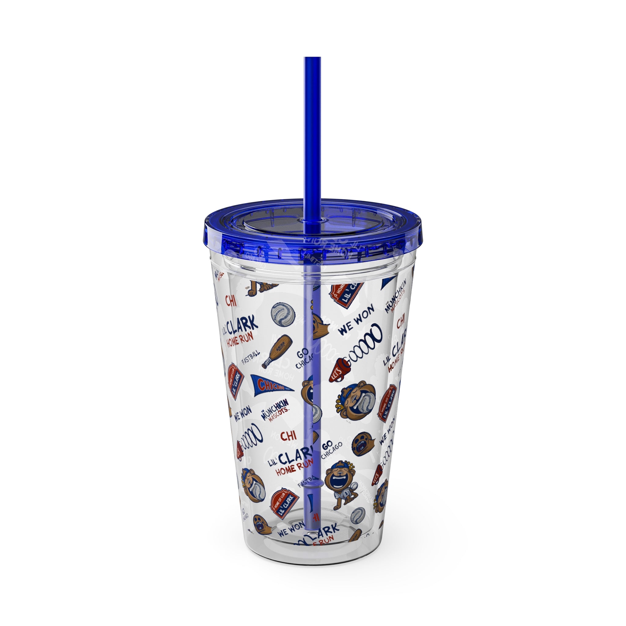 Chicago Baseball Tumbler with Straw Lil' Clark Pattern | Hand-Drawn Art | Gifts for Kids