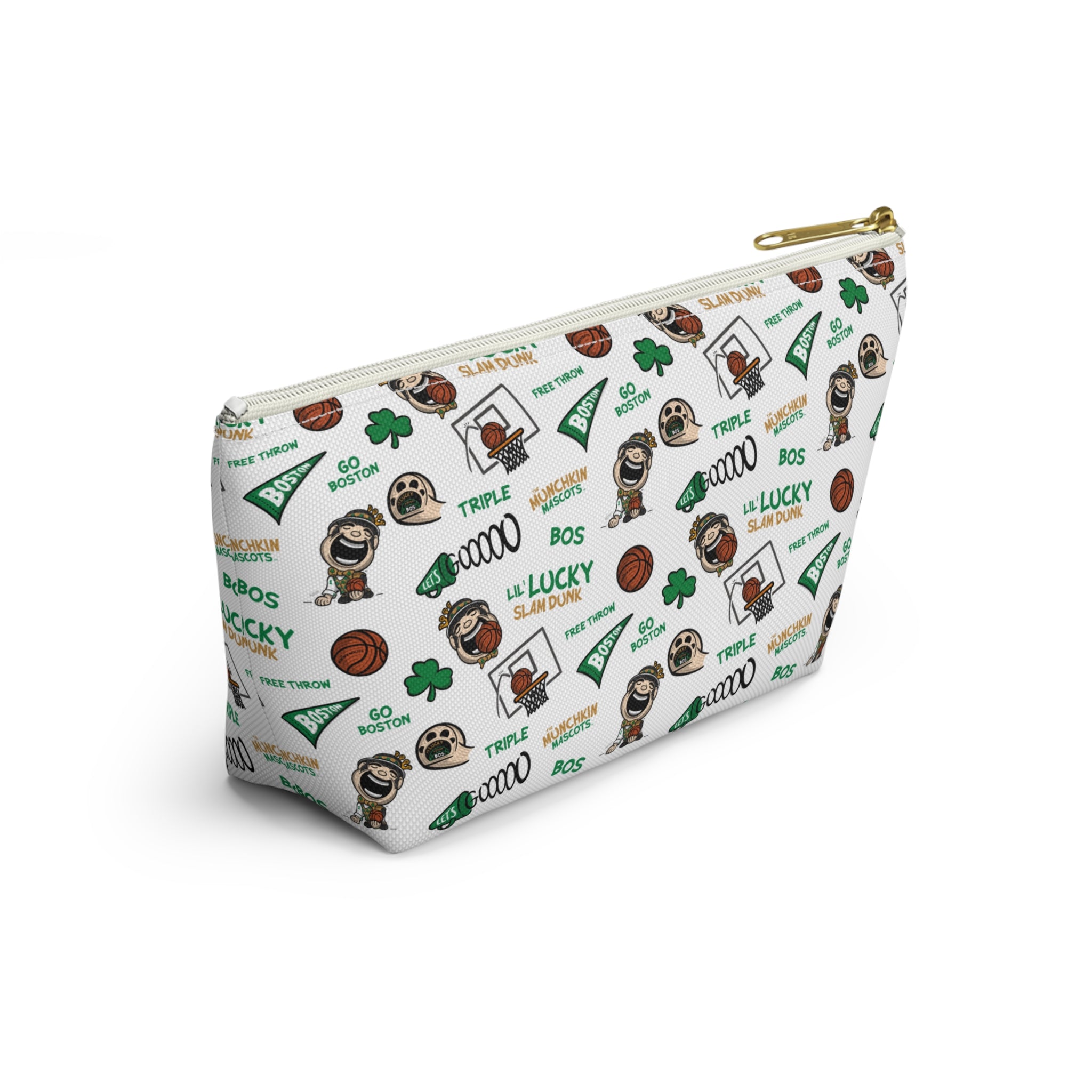 Boston Basketball Accessory Pouch Lil' Lucky Themed | Hand-Drawn Art | Gifts for Kids
