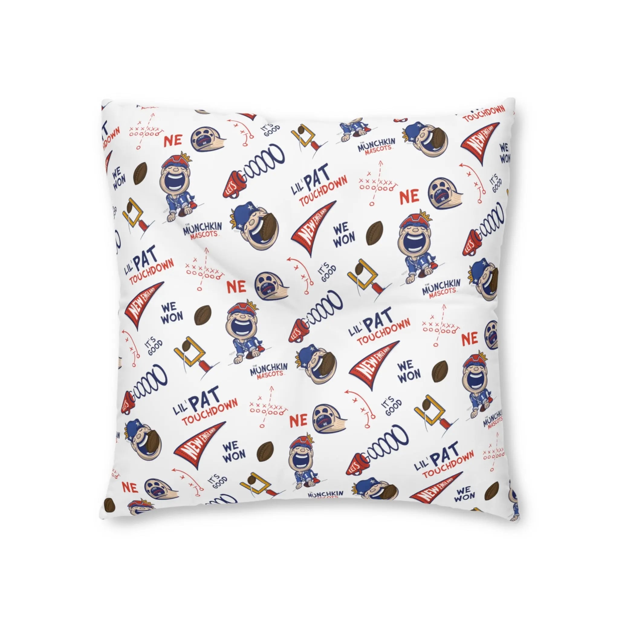 Tufted Floor Pillow, Square - Pattern + Future - Lil' Pat NE Football Printify