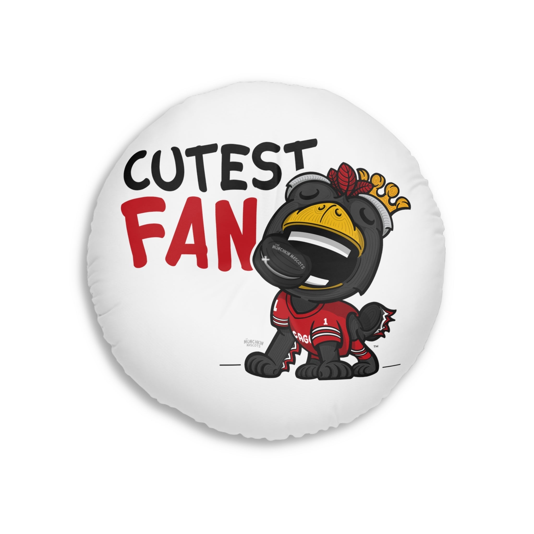 Tufted Floor Pillow, Round - Pattern + Cutest Fan - Lil' Tommy CHI Hockey Printify