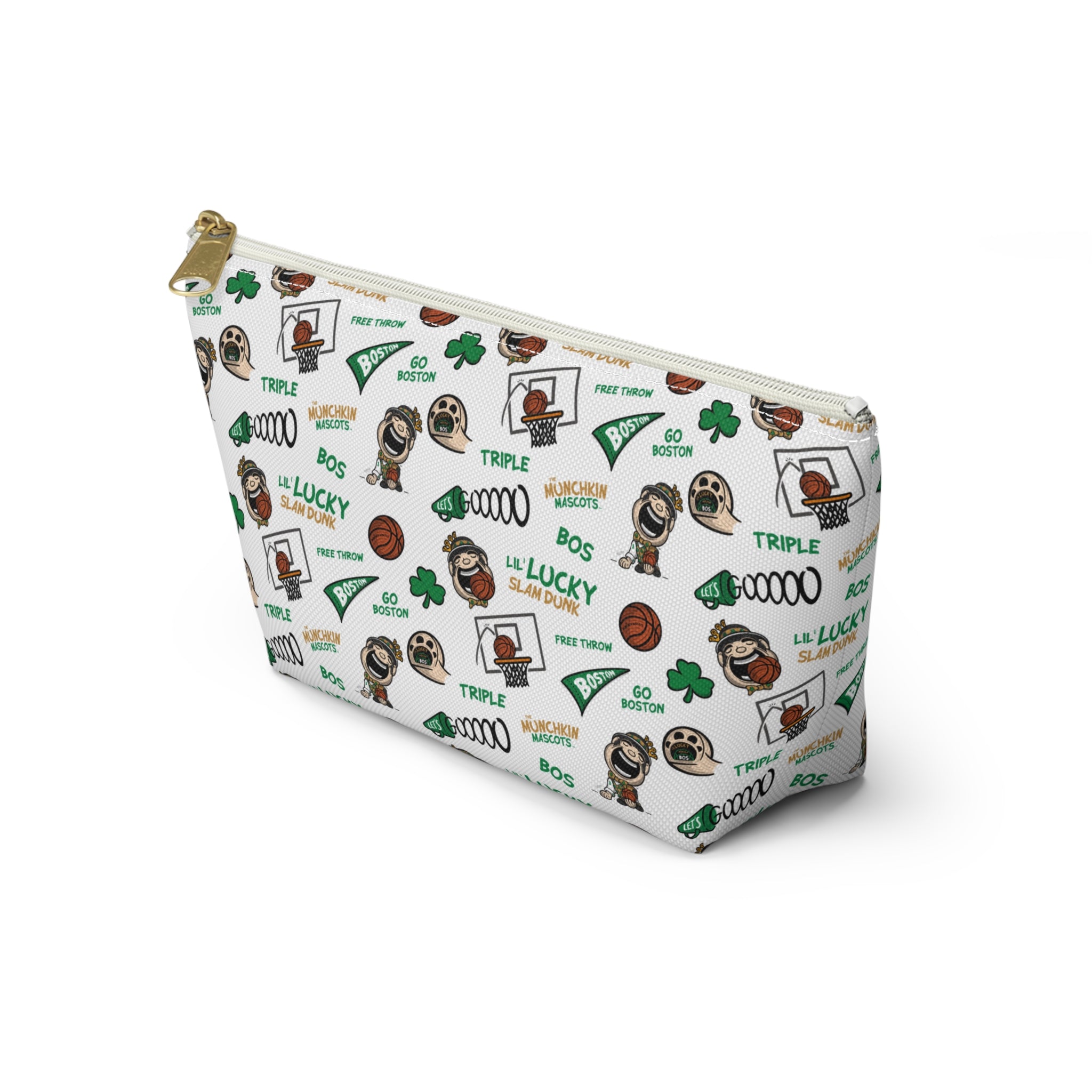 Boston Basketball Accessory Pouch Lil' Lucky Themed | Hand-Drawn Art | Gifts for Kids