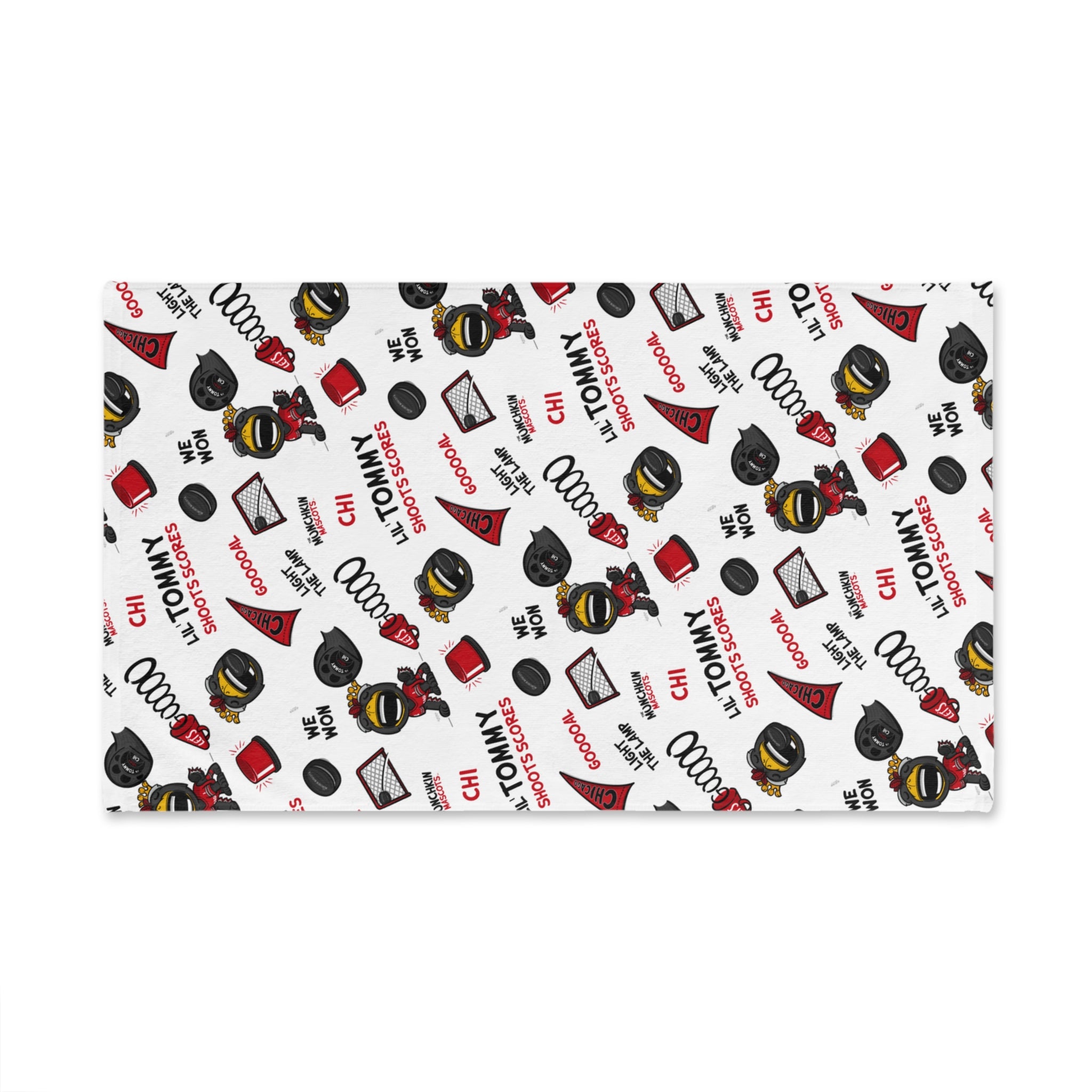 Chicago Hockey Hand Towel Lil' Tommy Pattern | Hand-Drawn Art | Gifts for Kids