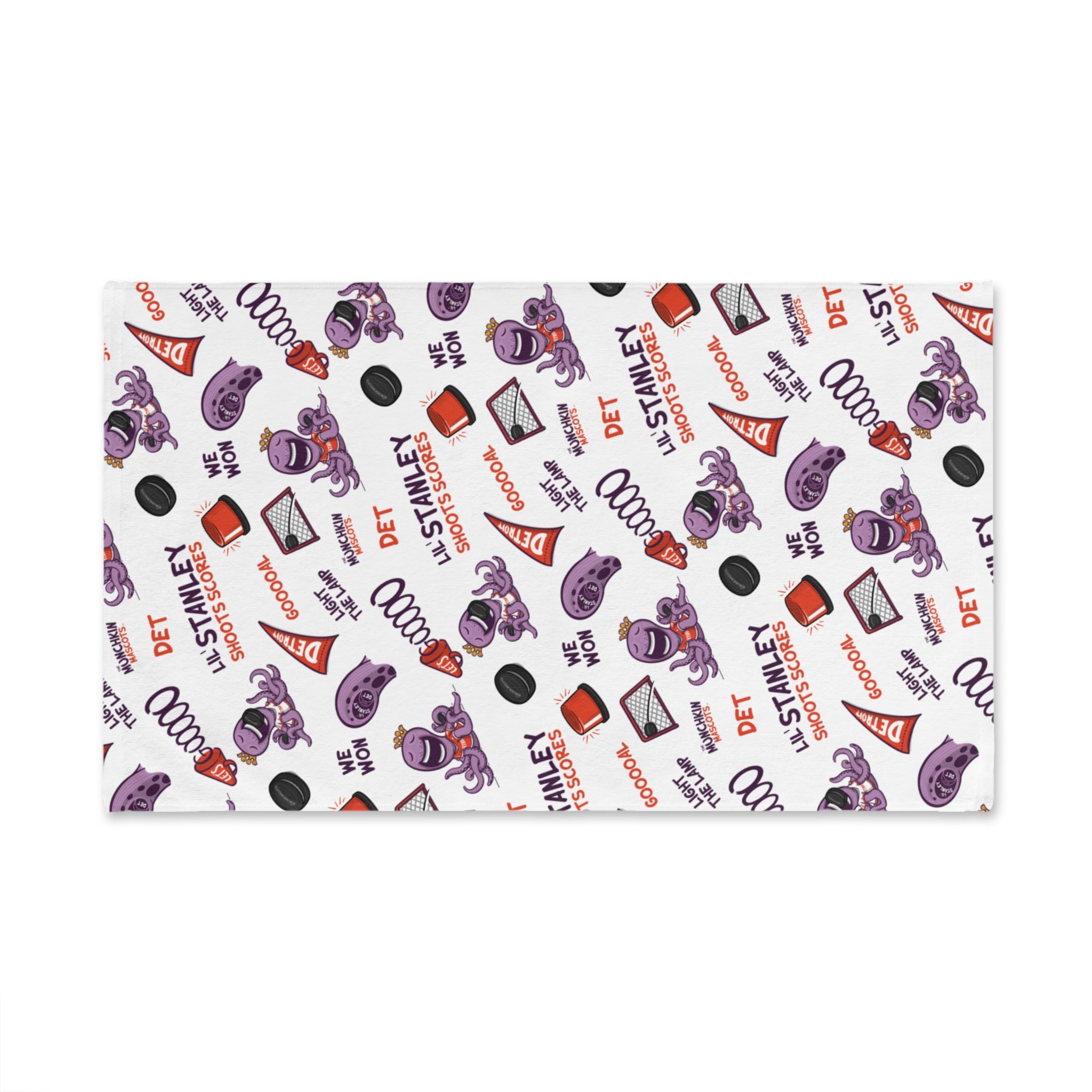 Detroit Hockey Hand Towel Lil' Stanley Pattern | Hand-Drawn Art | Gifts for Kids