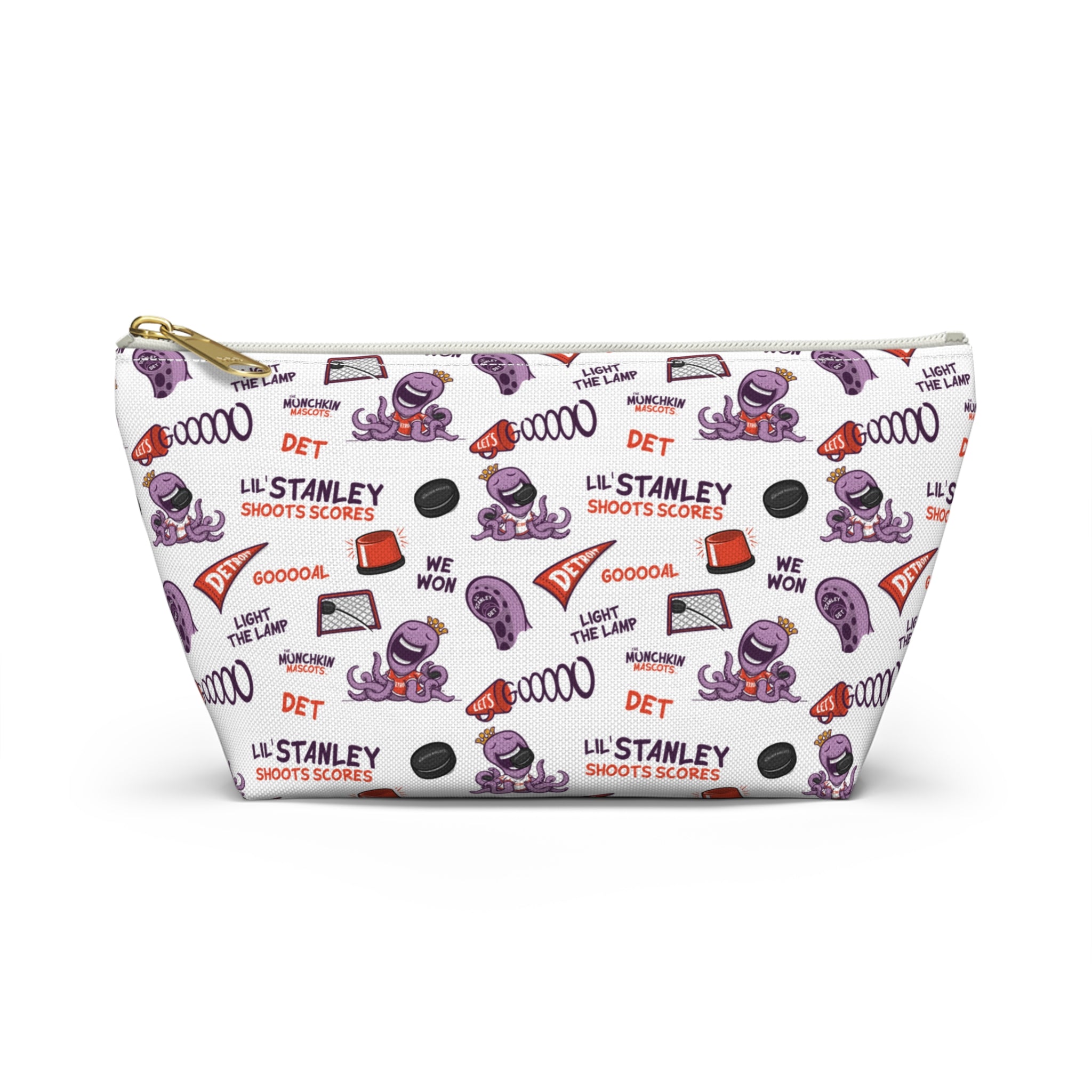 Detroit Hockey Accessory Pouch Lil' Stanley Themed | Hand-Drawn Art | Gifts for Kids