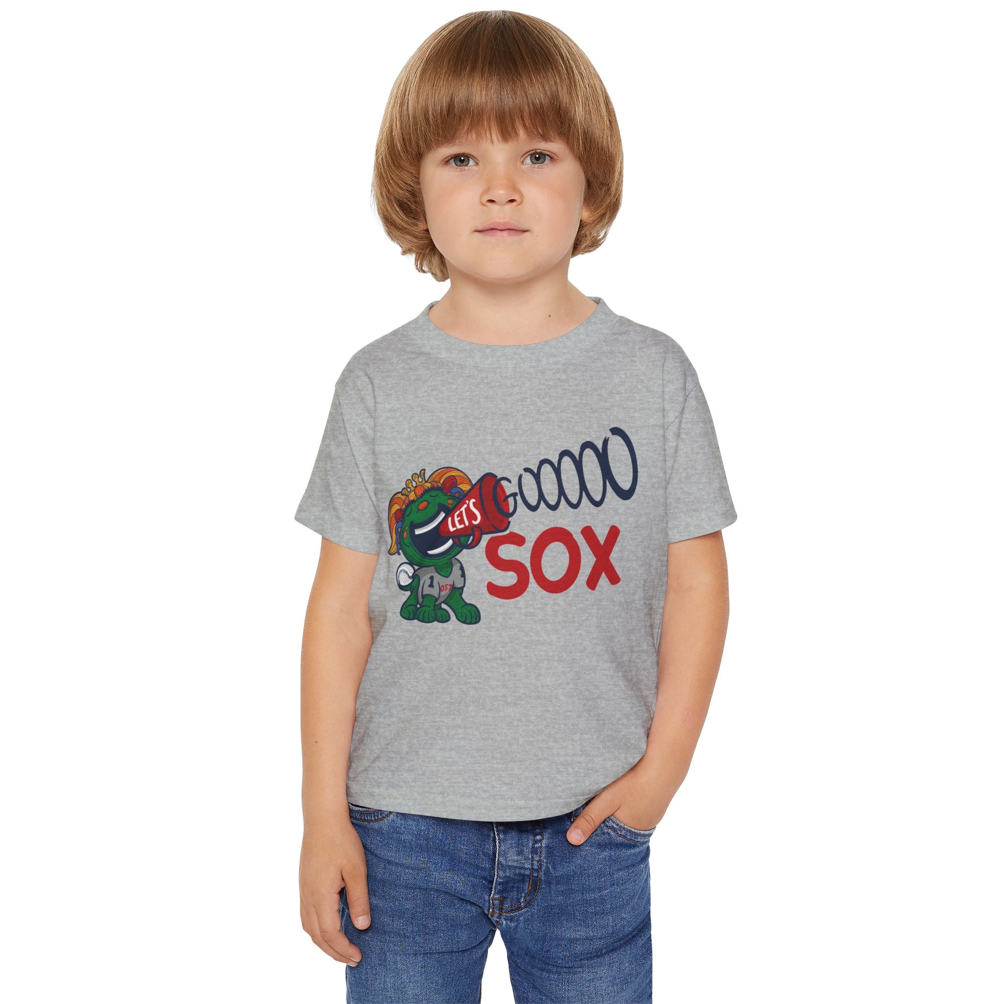 Boston Baseball Toddler Tshirt Lil' Miss Tessie 'Let's Go' | Hand-Drawn Art | Gifts for Kids